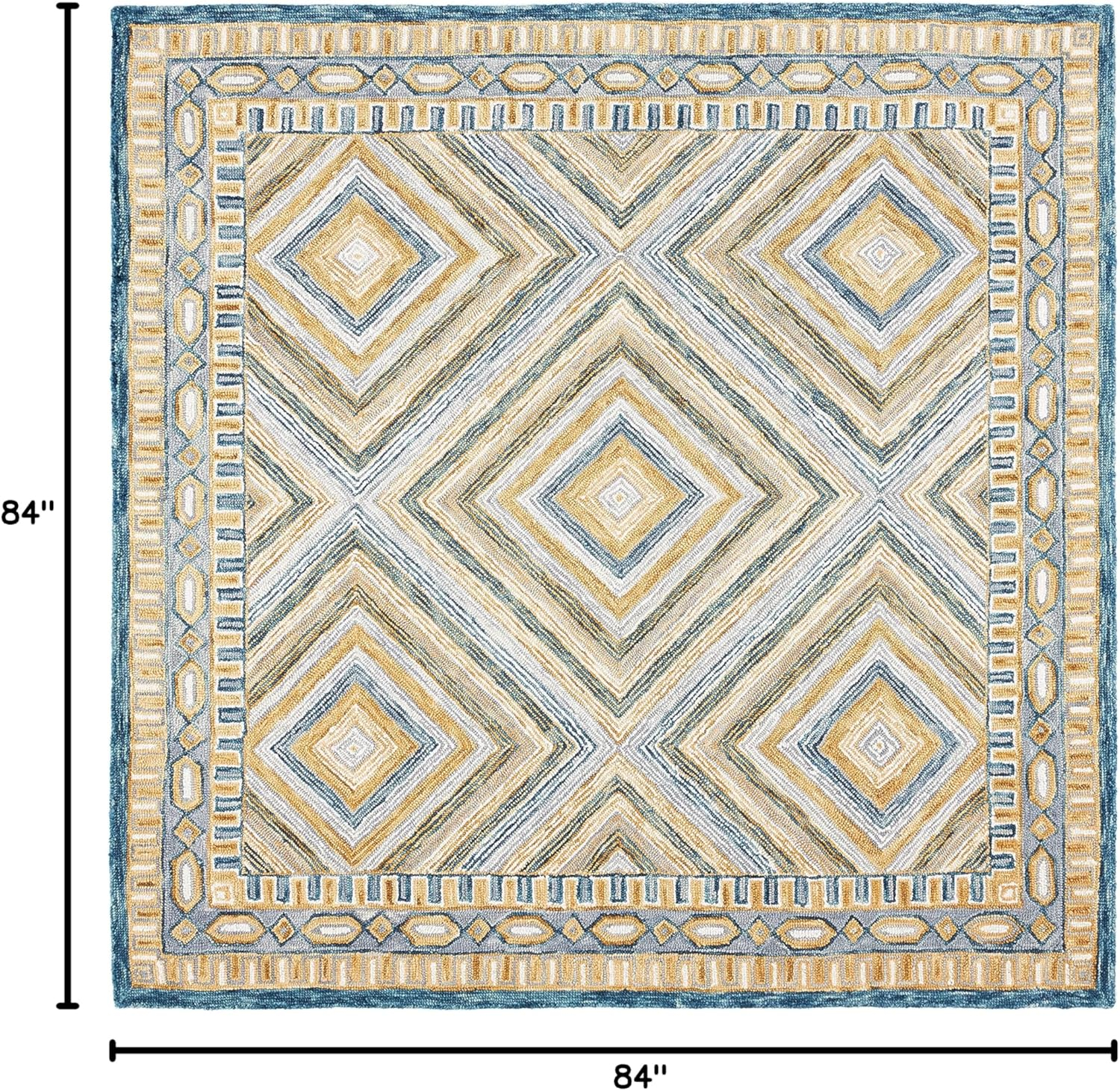 SAFAVIEH Aspen Caitriona Geometric Wool Area Rug, Navy/Gold, 7' x 7' Square