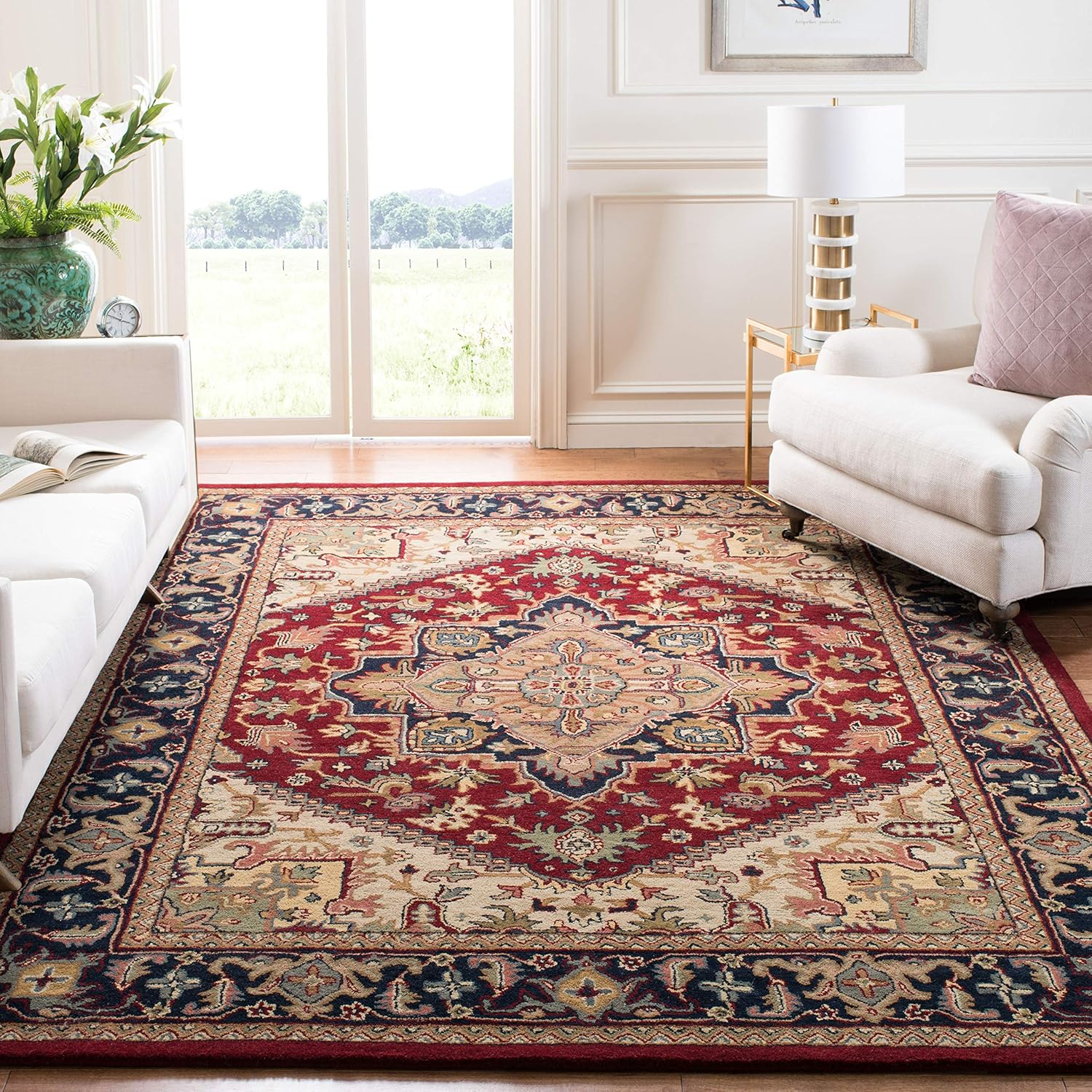 SAFAVIEH Heritage York Oriental Wool Area Rug, Red, 10' x 10' Square