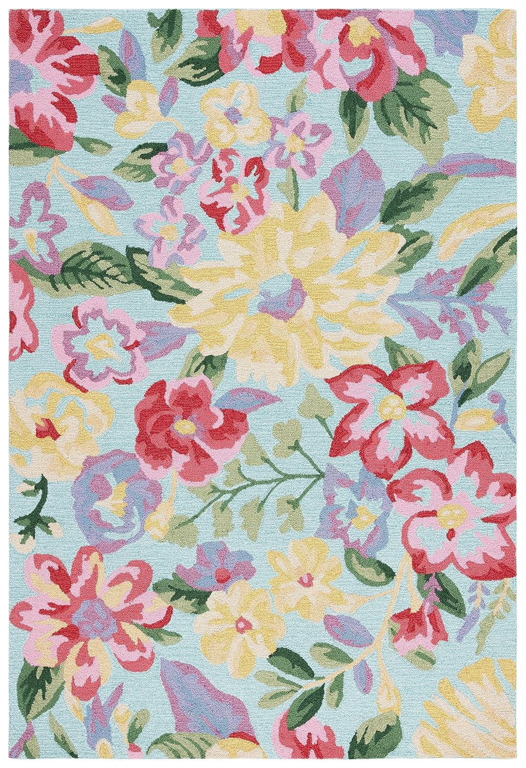 SAFAVIEH Easy Care Alan Floral Area Rug, Blue/Pink, 4' x 6'