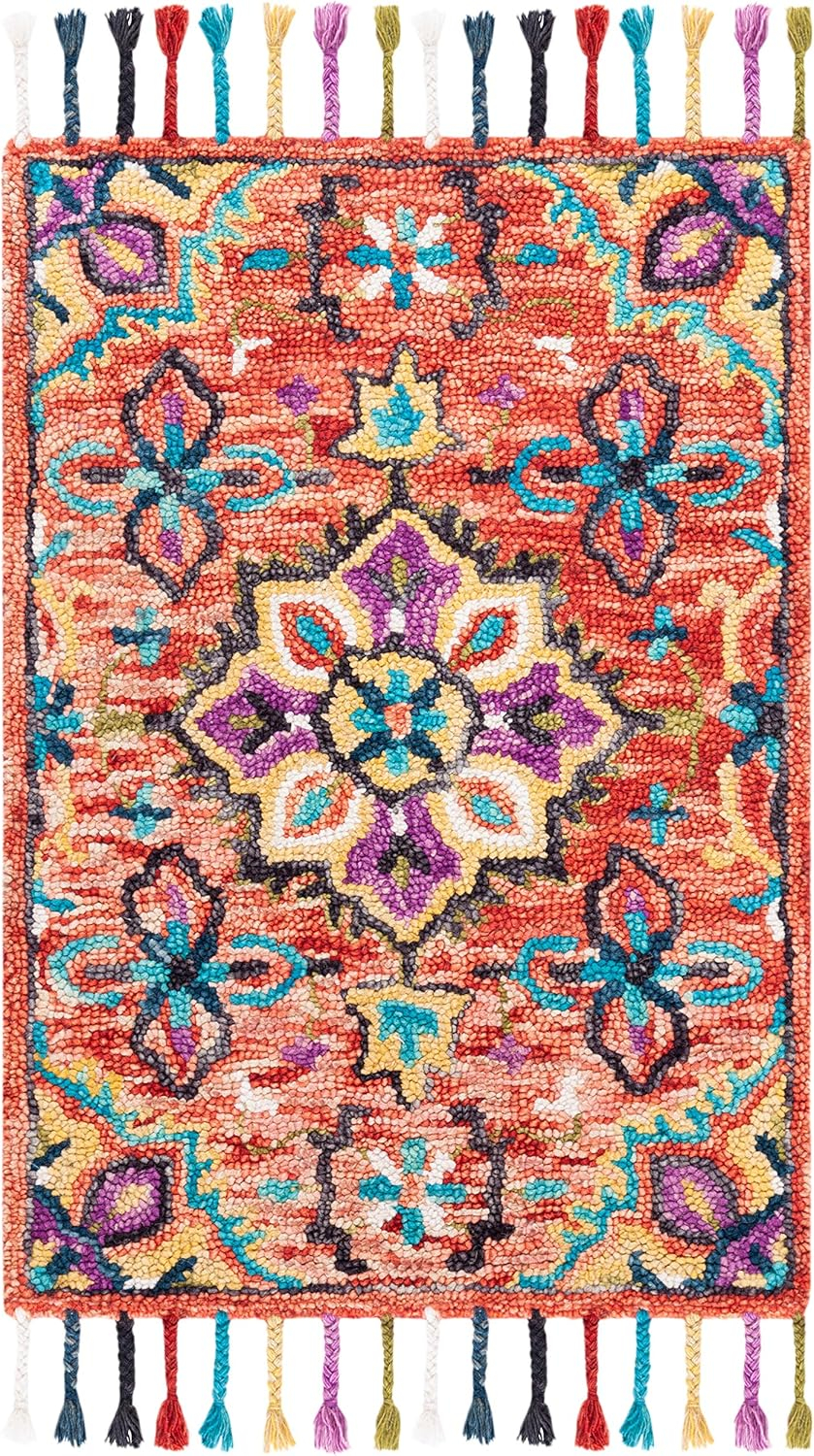 SAFAVIEH Aspen Nikeisha Geometric Floral Wool Area Rug, Red/Gold, 2'3" x 5'