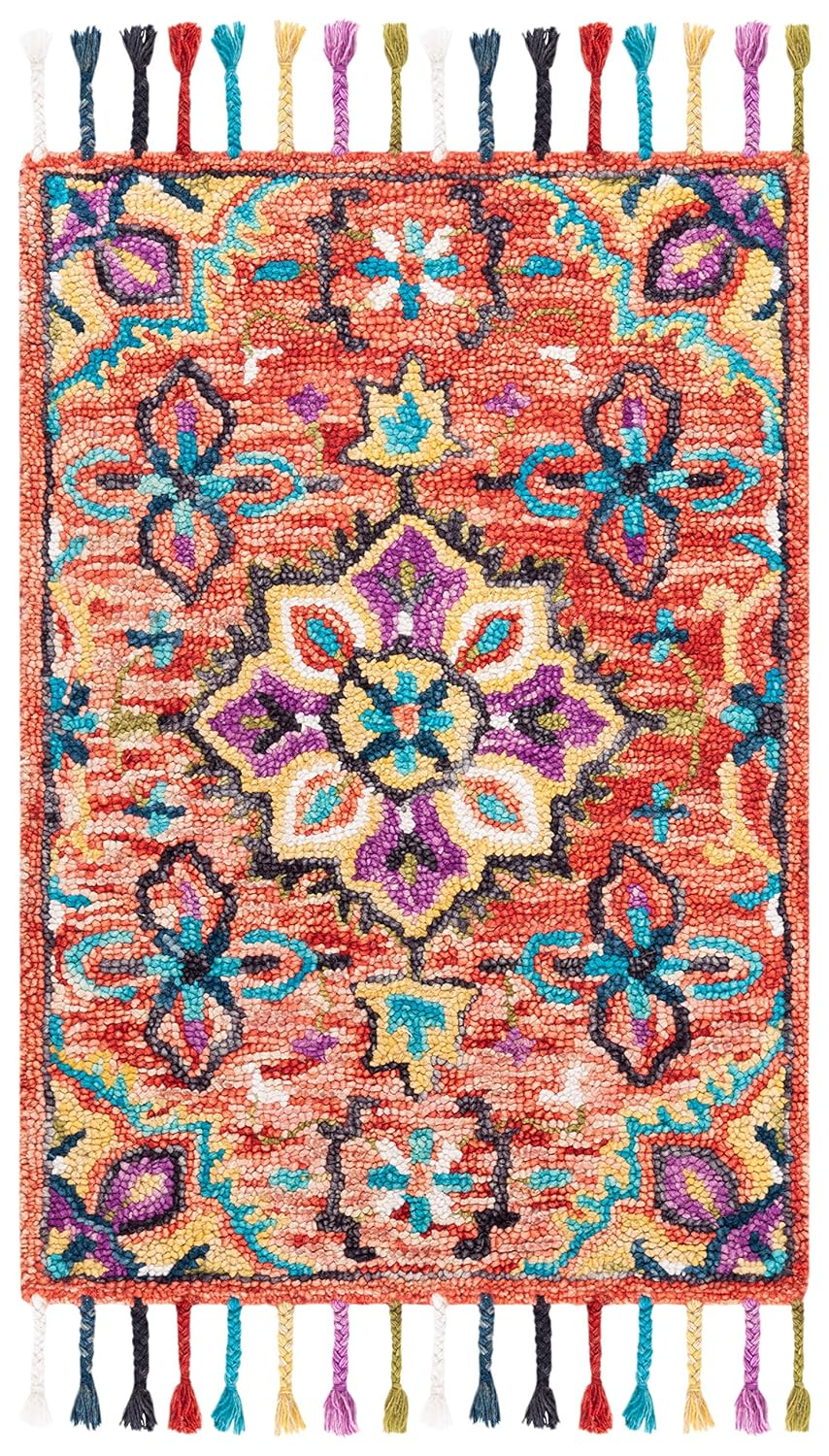 SAFAVIEH Aspen Nikeisha Geometric Floral Wool Area Rug, Red/Gold, 2'3" x 5'