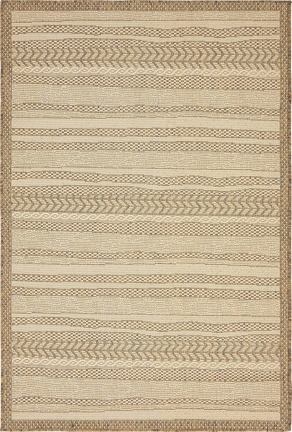 Modern Reversible Brown Stripe Synthetic Outdoor Rug 4' x 6'