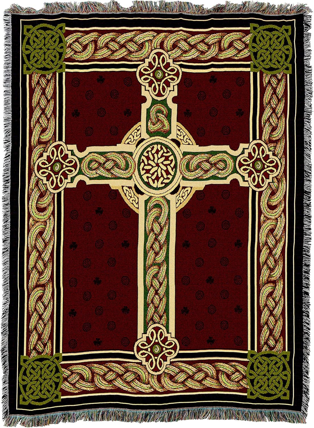 Pure Country Weavers Celtic Knot Cross Blanket - Gift Throw Woven from Cotton - Made in The USA (72x54)