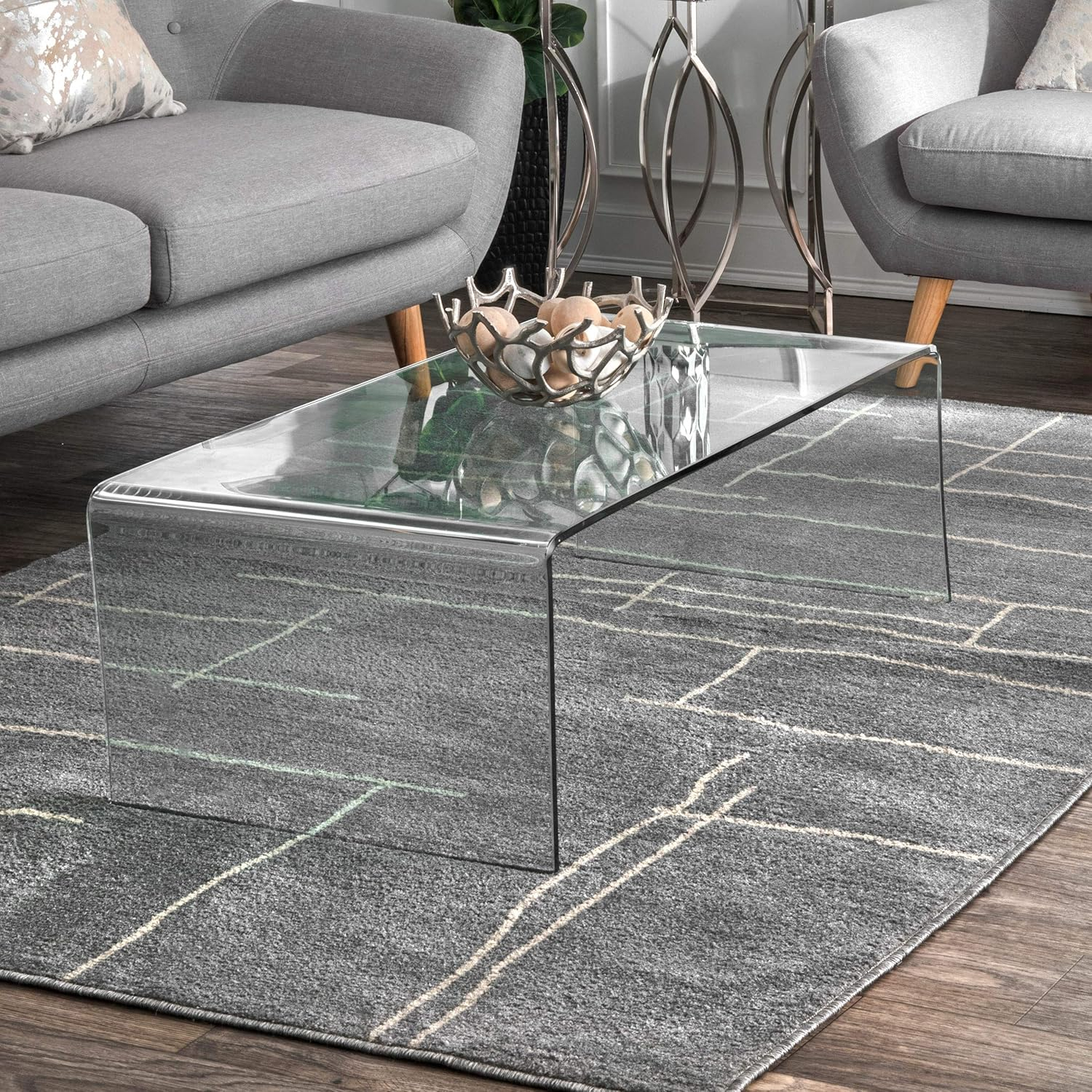 nuLOOM Abstract Vivian Runner Rug, 2' 6" x 8', Gray