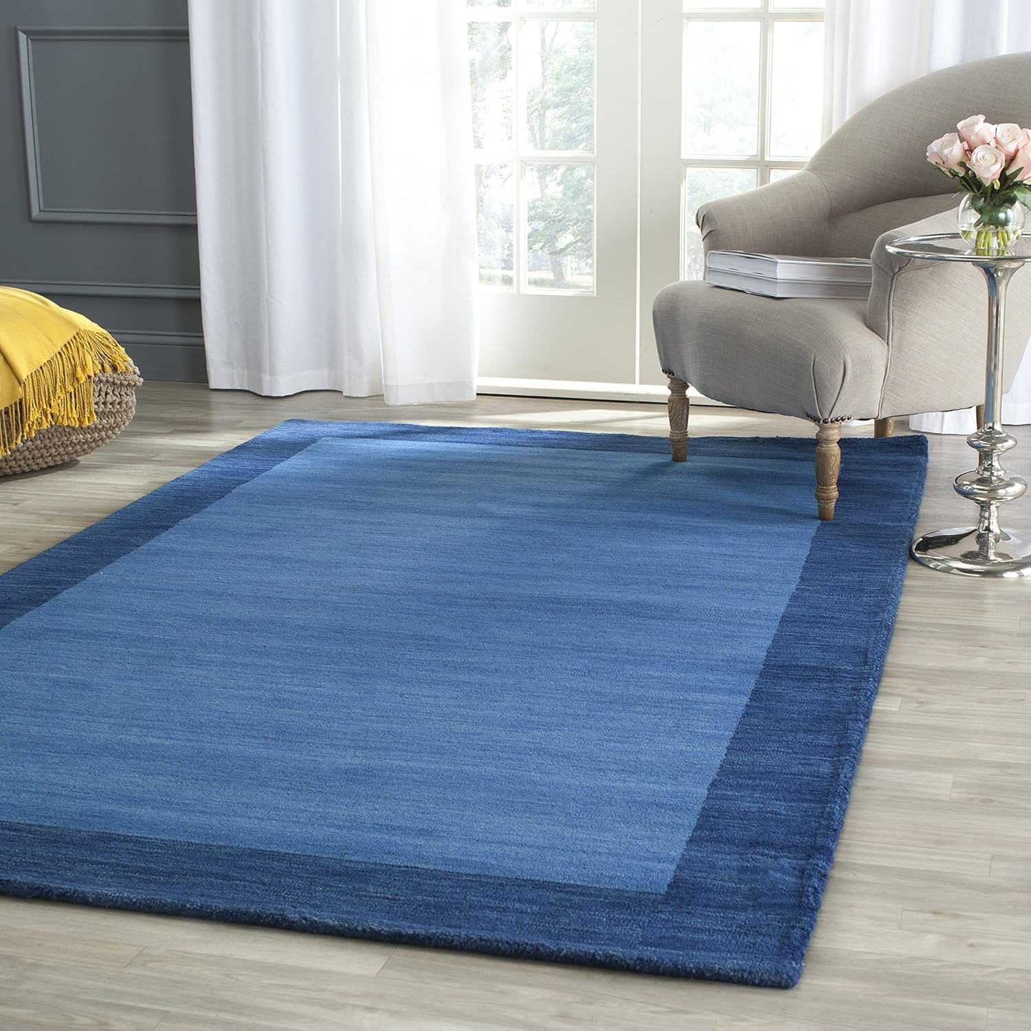 Himalaya HIM580 Hand Loomed Area Rug - Light Blue/Dark Blue - 8'x8' - Safavieh.