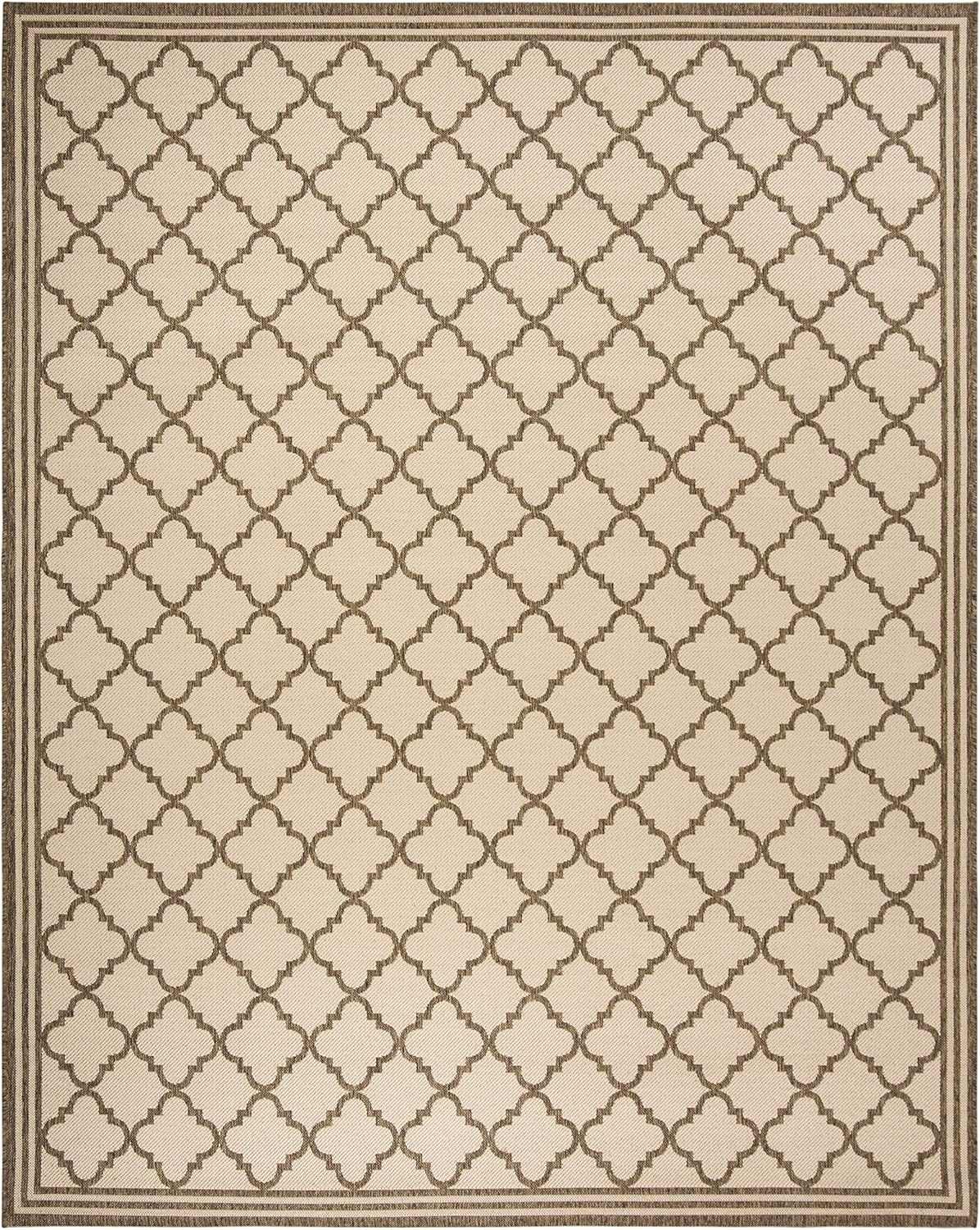 SAFAVIEH Beach House Collection Area Rug - 9' x 12', Blue & Creme, Trellis Design, Non-Shedding & Easy Care, Indoor/Outdoor & Washable-Ideal for Patio, Backyard, Mudroom (BHS121M)