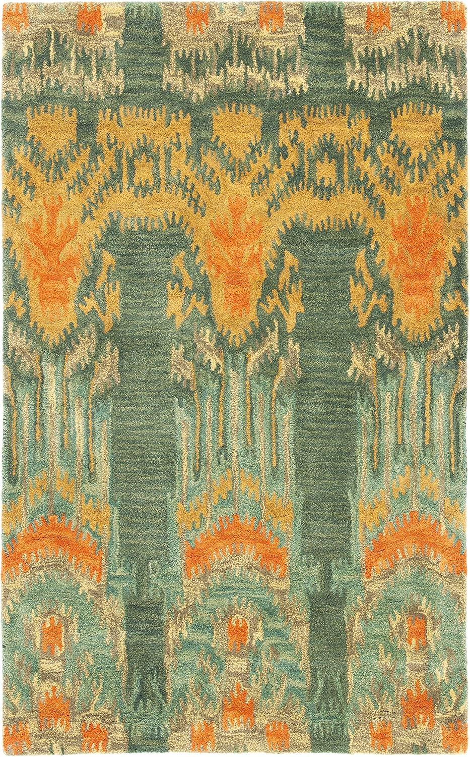 SAFAVIEH Ikat Crane Paisley Wool Area Rug, Olive/Gold, 3' x 5'