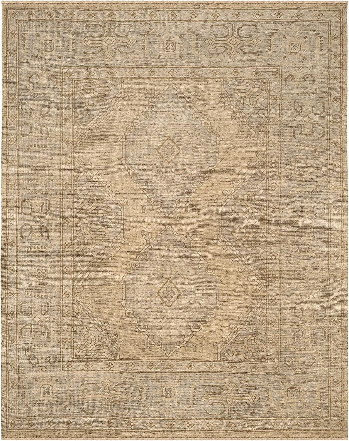 Gray Hand-Knotted Wool Rectangular 9' x 12' Rug