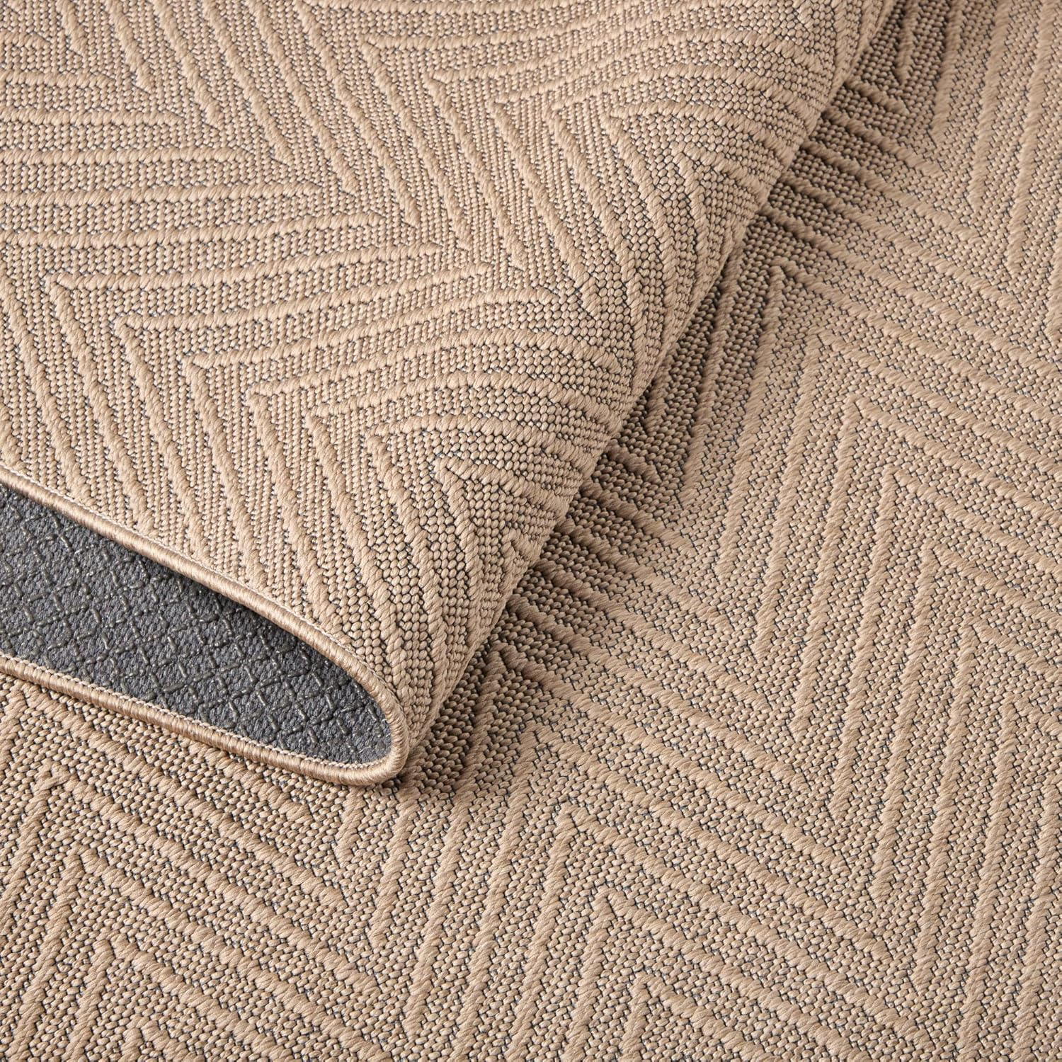 TOWN & COUNTRY BASICS Pax Herringbone Textured Solid Everwash® Washable Area Rug, Low Pile, Non-Slip Backing, Easy Clean Pet & Family Friendly Rug, Brown, 9'x12'