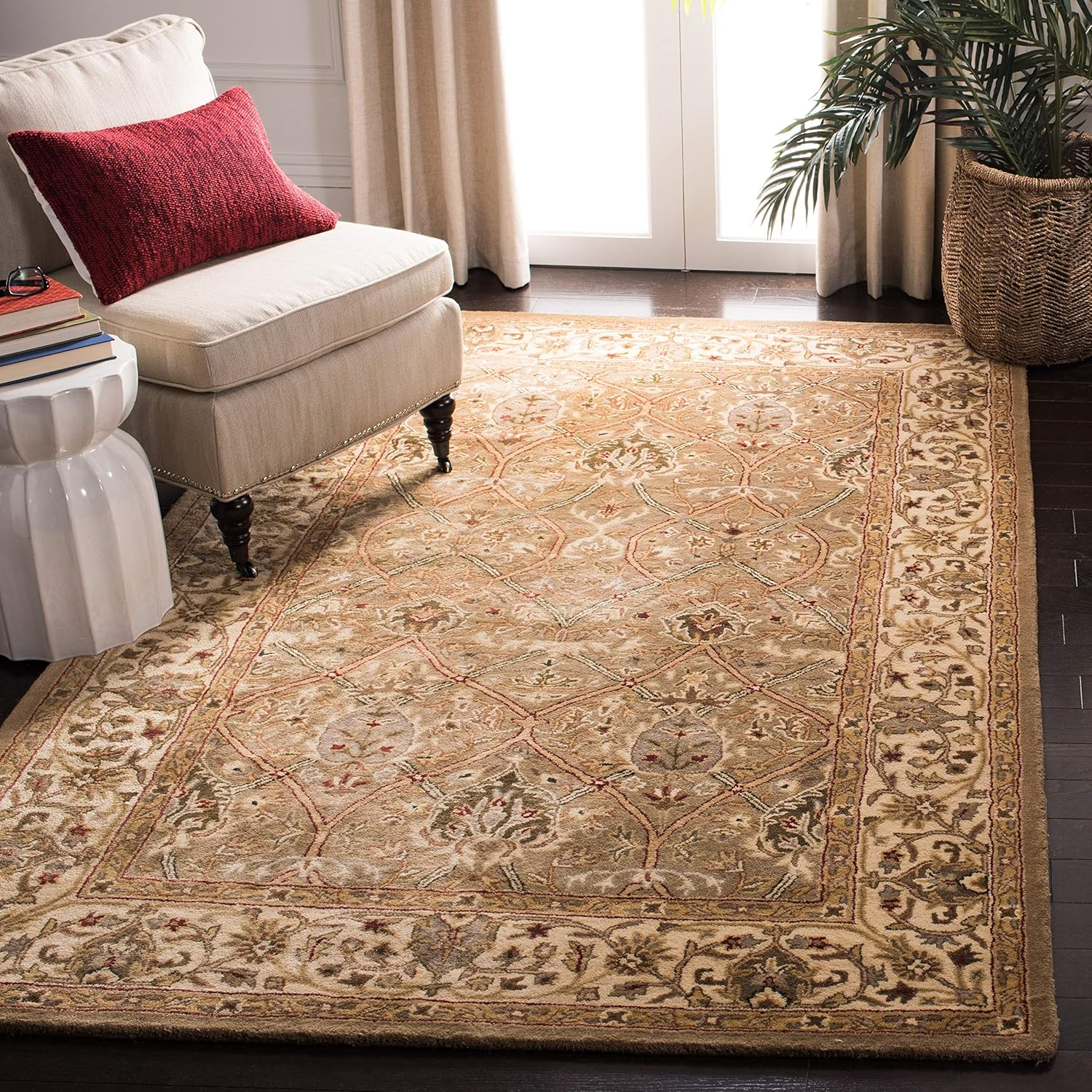 SAFAVIEH Persian Legend Adrian Floral Bordered Wool Area Rug, Blue/Gold, 9' x 12'