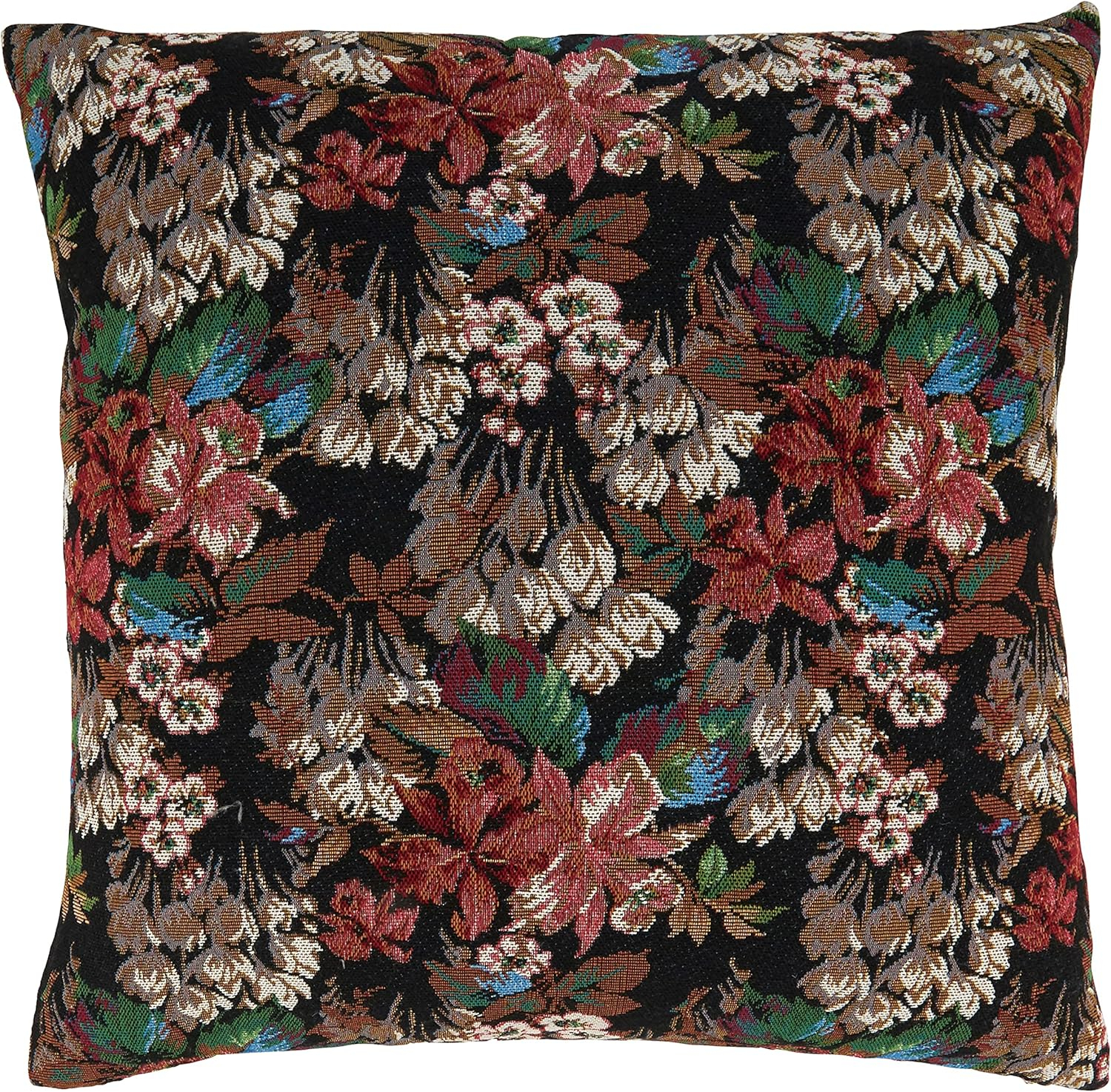Saro Lifestyle Jacquard Flower  Decorative Pillow Cover, Black, 18" x 18"