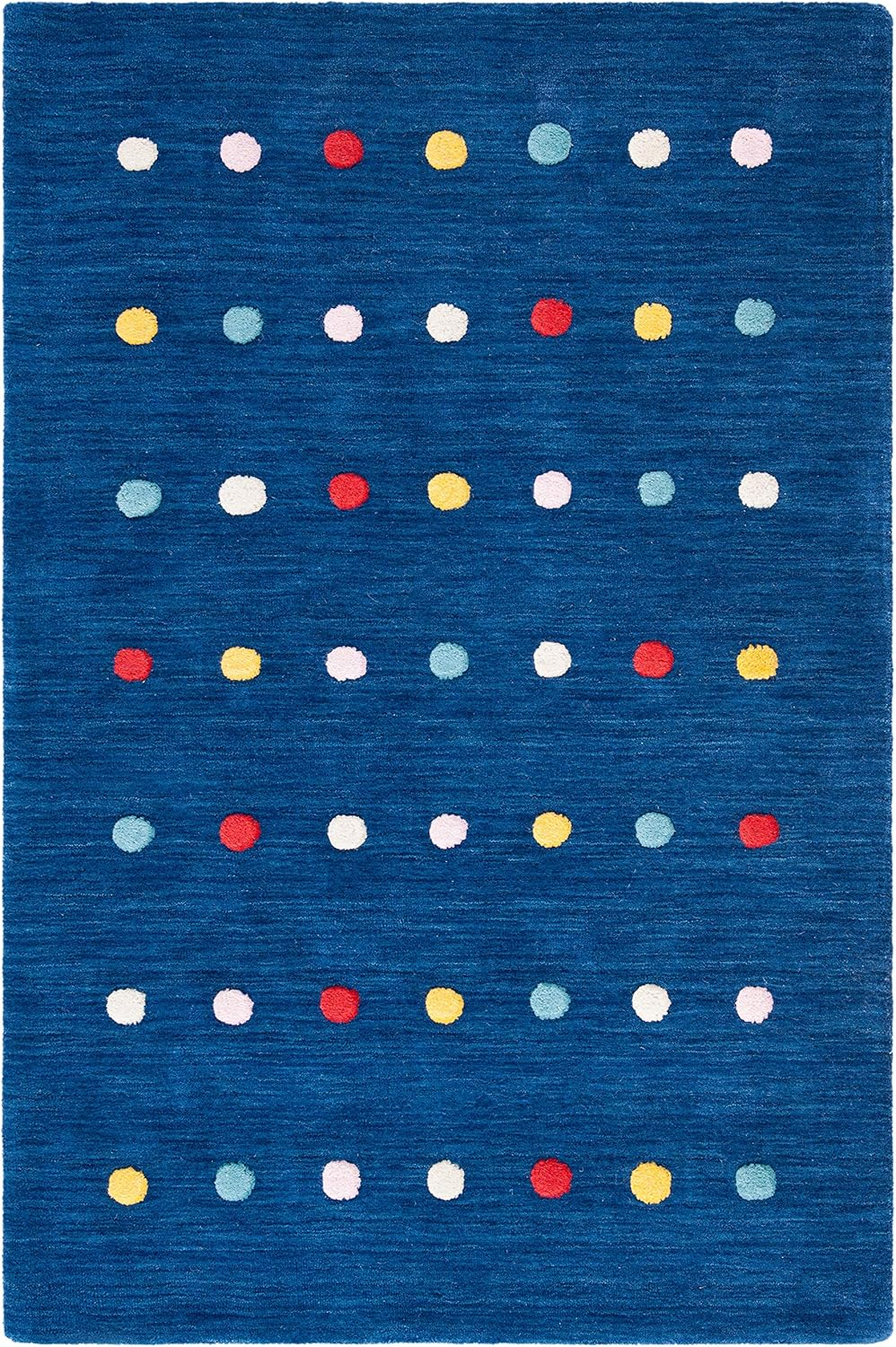 SAFAVIEH Kids Colorful Polka Dots Area Rug, Navy, 3' x 3' Square