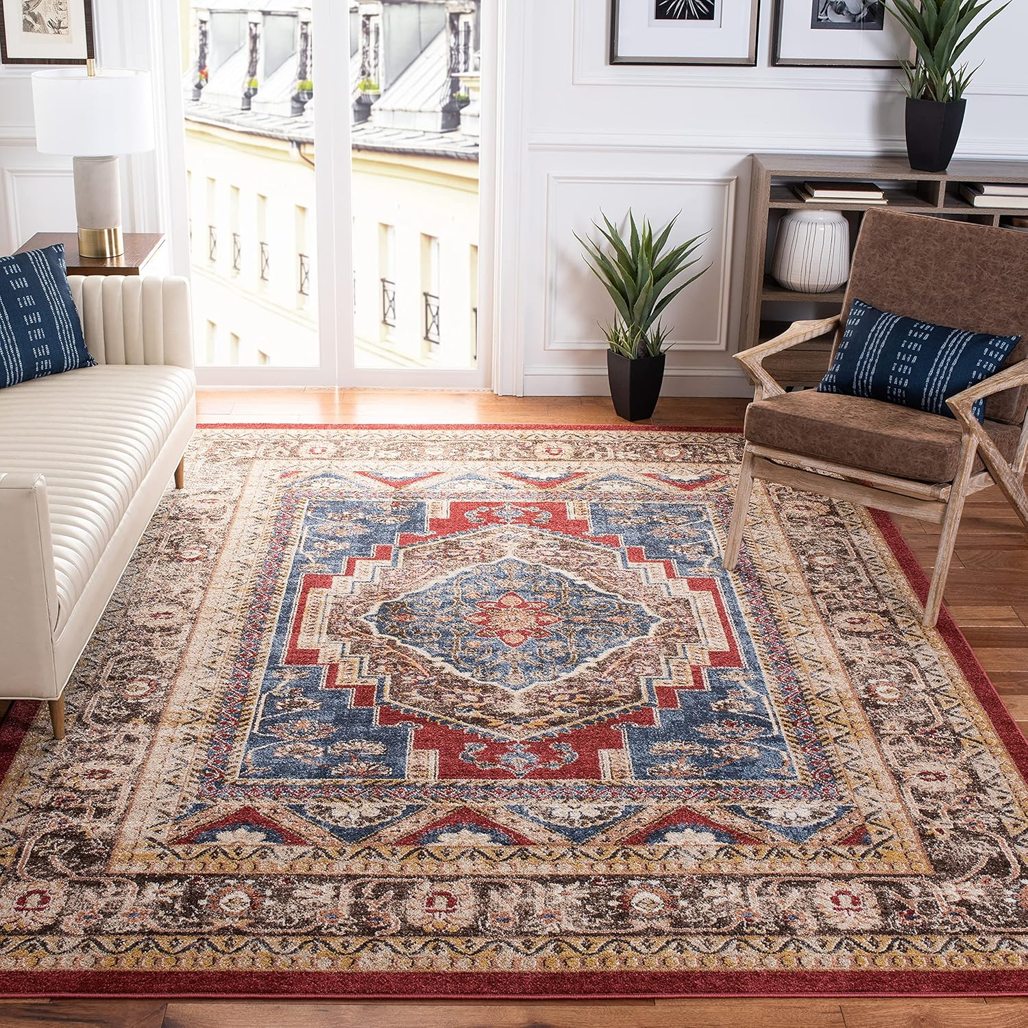 SAFAVIEH Bijar Kagan Traditional Area Rug, Royal/Brown, 3' x 5'