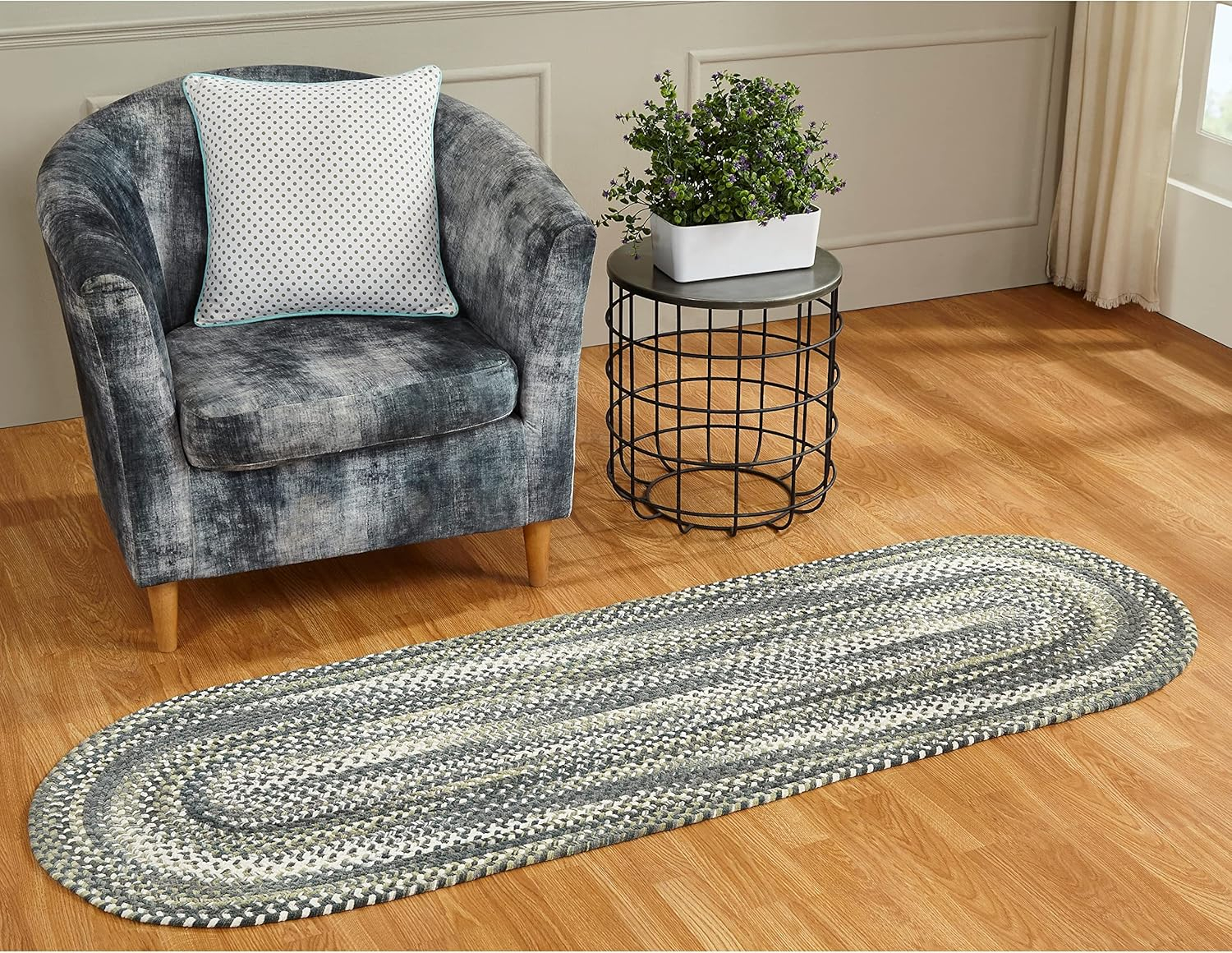 Better Trends Ombre Braid Braided Reversible Indoor Area Utility Rug, 100% Cotton, 24" x 72" Runner, Olive