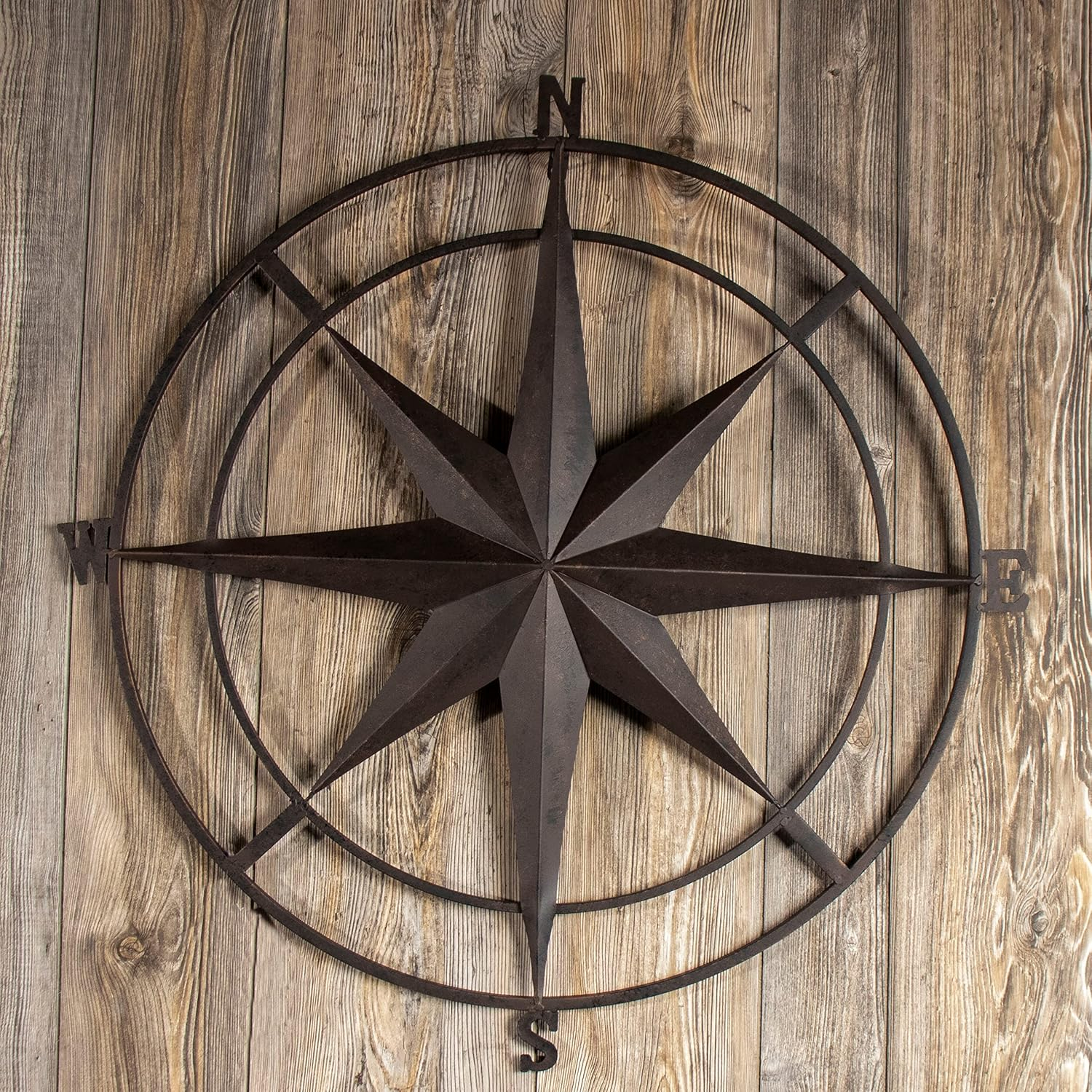 Backyard Expressions 30 Inch Compass Wall Plaque - Indoor/Outdoor - Vintage Black
