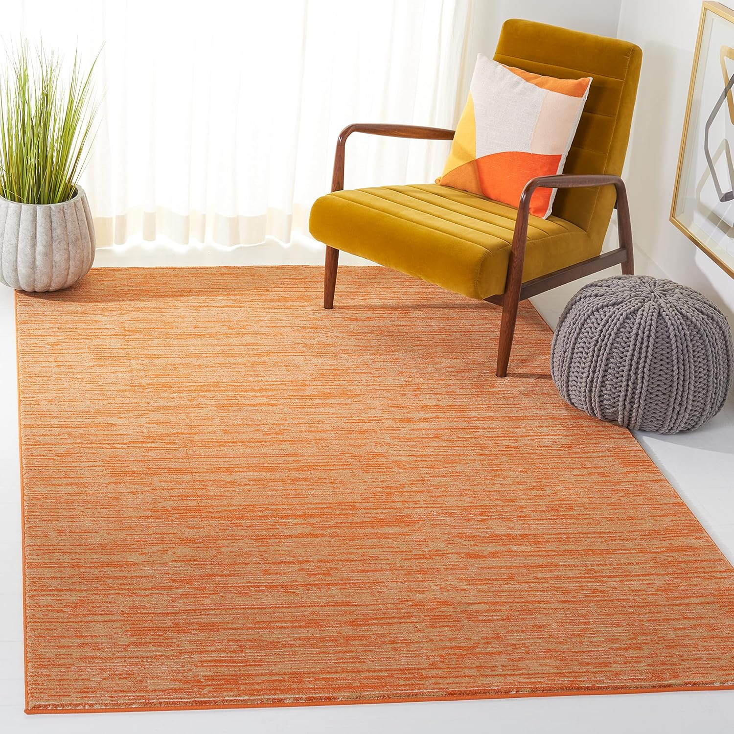 SAFAVIEH Vision Adrasteia Overdyed Solid Area Rug, 5'1" x 7'6", Orange