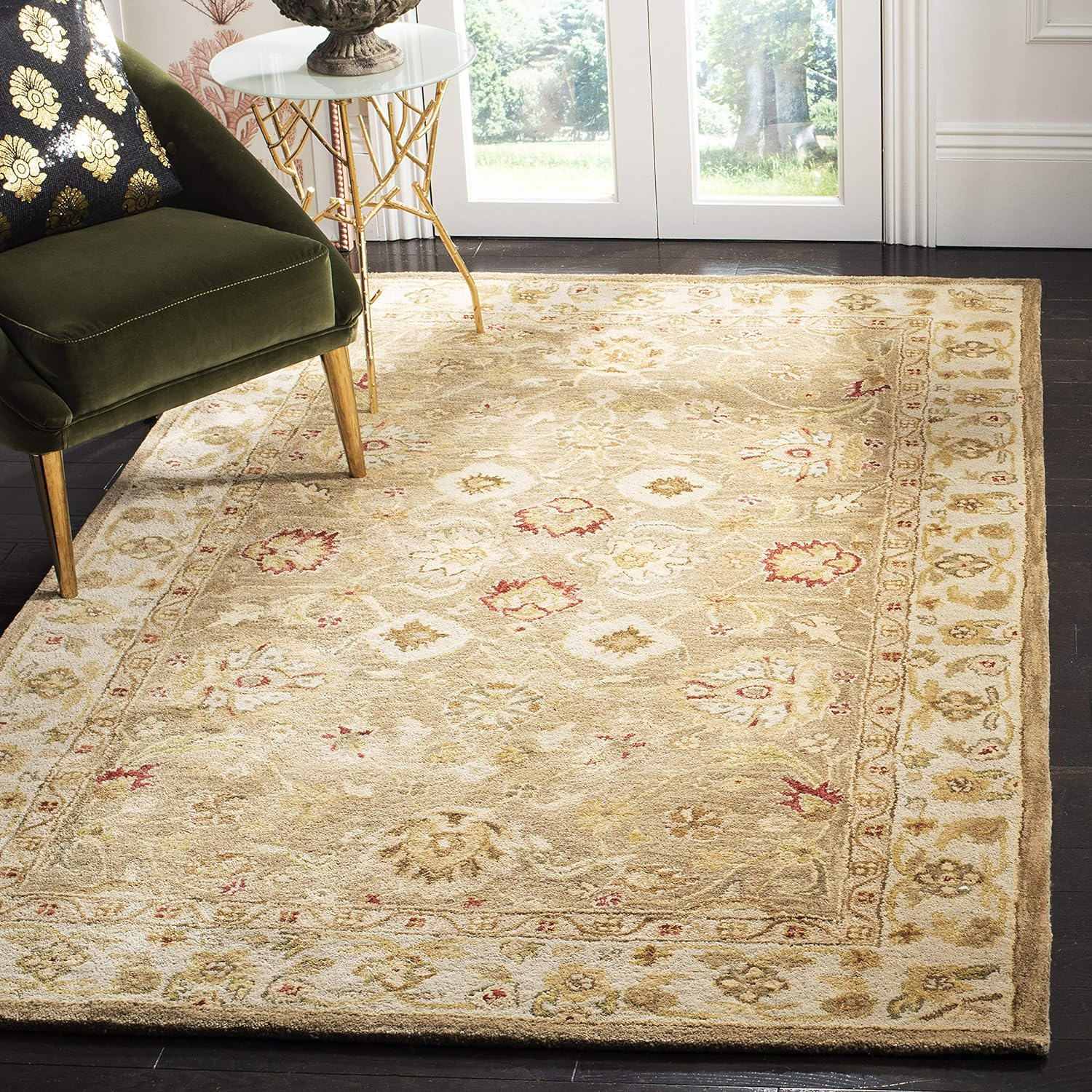 SAFAVIEH Antiquity Collection 2' x 3' Brown / Beige AT822B Handmade Traditional Oriental Premium Wool Accent Rug