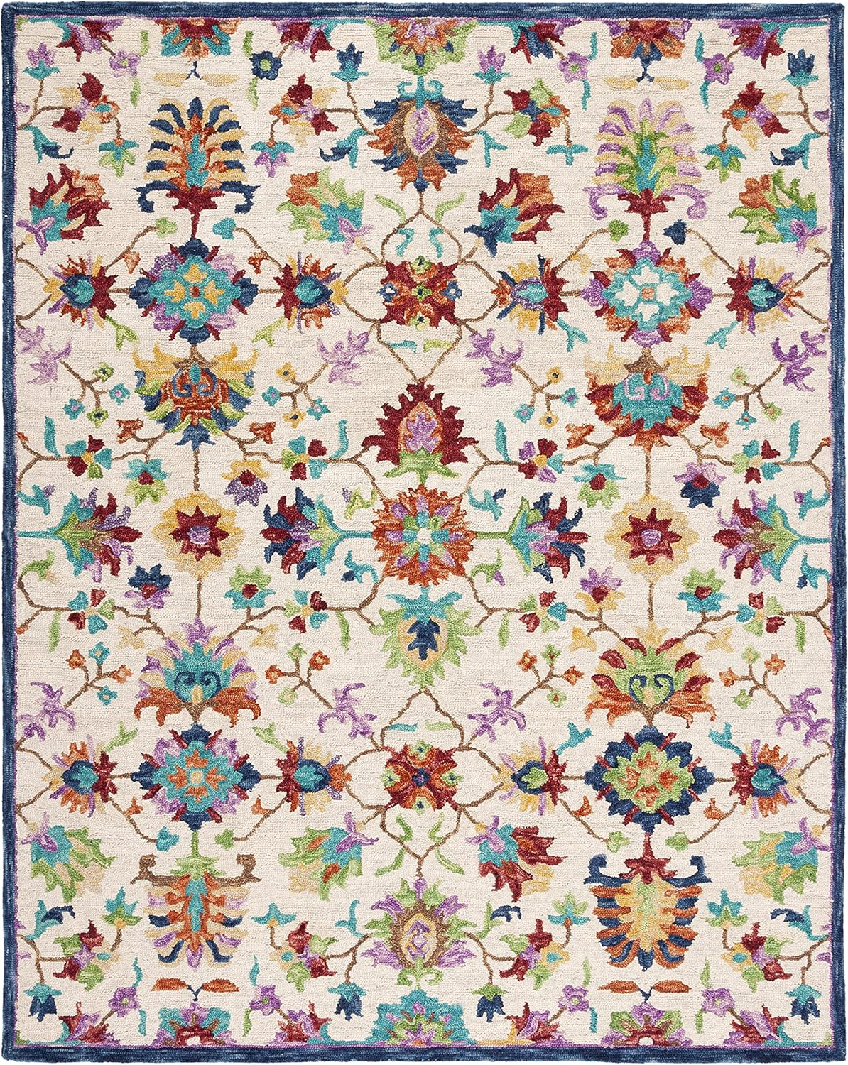 SAFAVIEH Aspen Giles Floral Wool Area Rug, Ivory/Blue, 9' x 12'