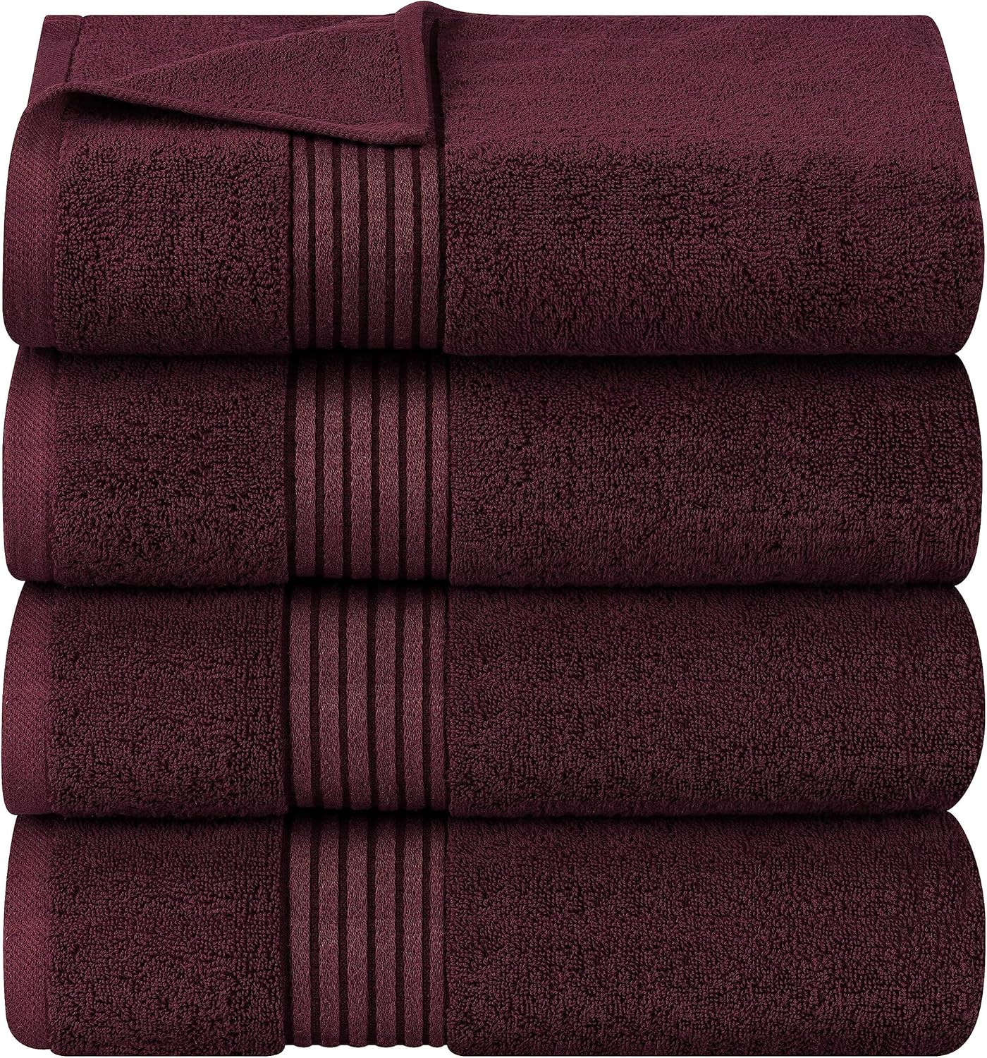 Utopia Towels 4 Pack Bath Towels Set, 27 by 54 Inches, 100% Ring Spun Cotton, Quick Dry, Highly Absorbent, Soft Feel Towels, Perfect for Daily Use, Burgundy