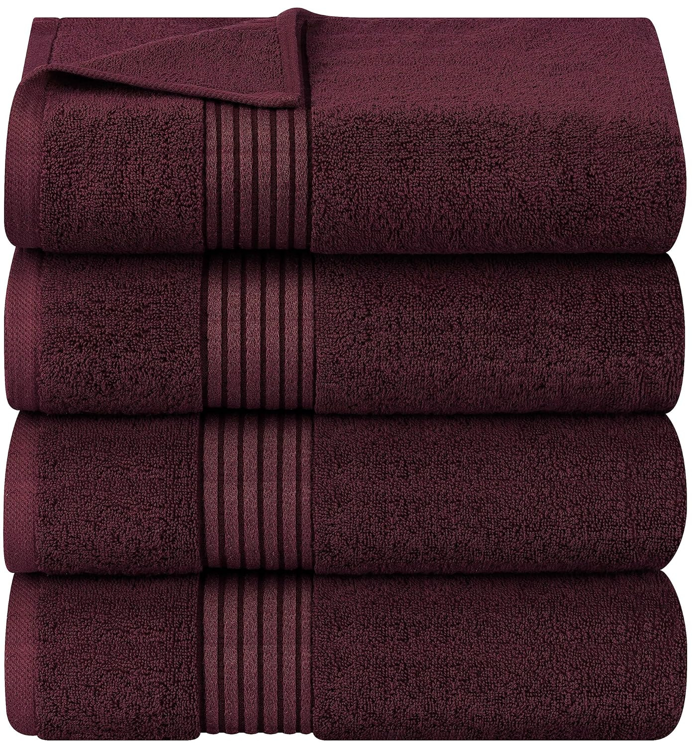 Utopia Towels 4 Pack Bath Towels Set, 27 by 54 Inches, 100% Ring Spun Cotton, Quick Dry, Highly Absorbent, Soft Feel Towels, Perfect for Daily Use, Burgundy