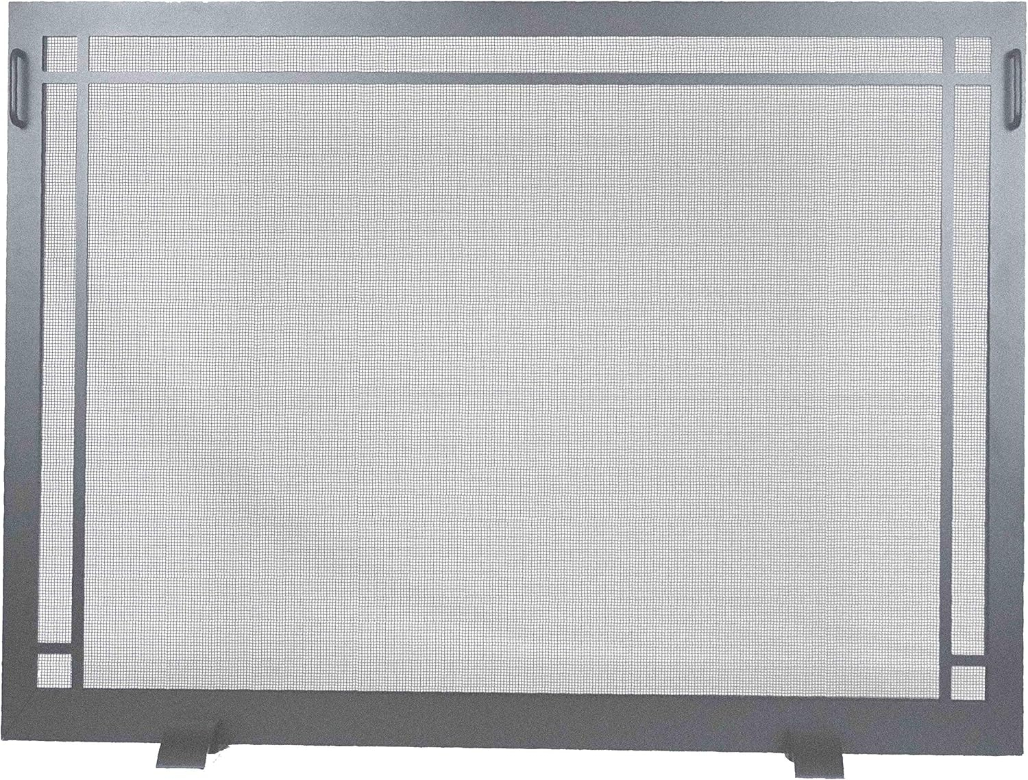 Dark Pewter Steel Craftsman Fireplace Screen with Handles