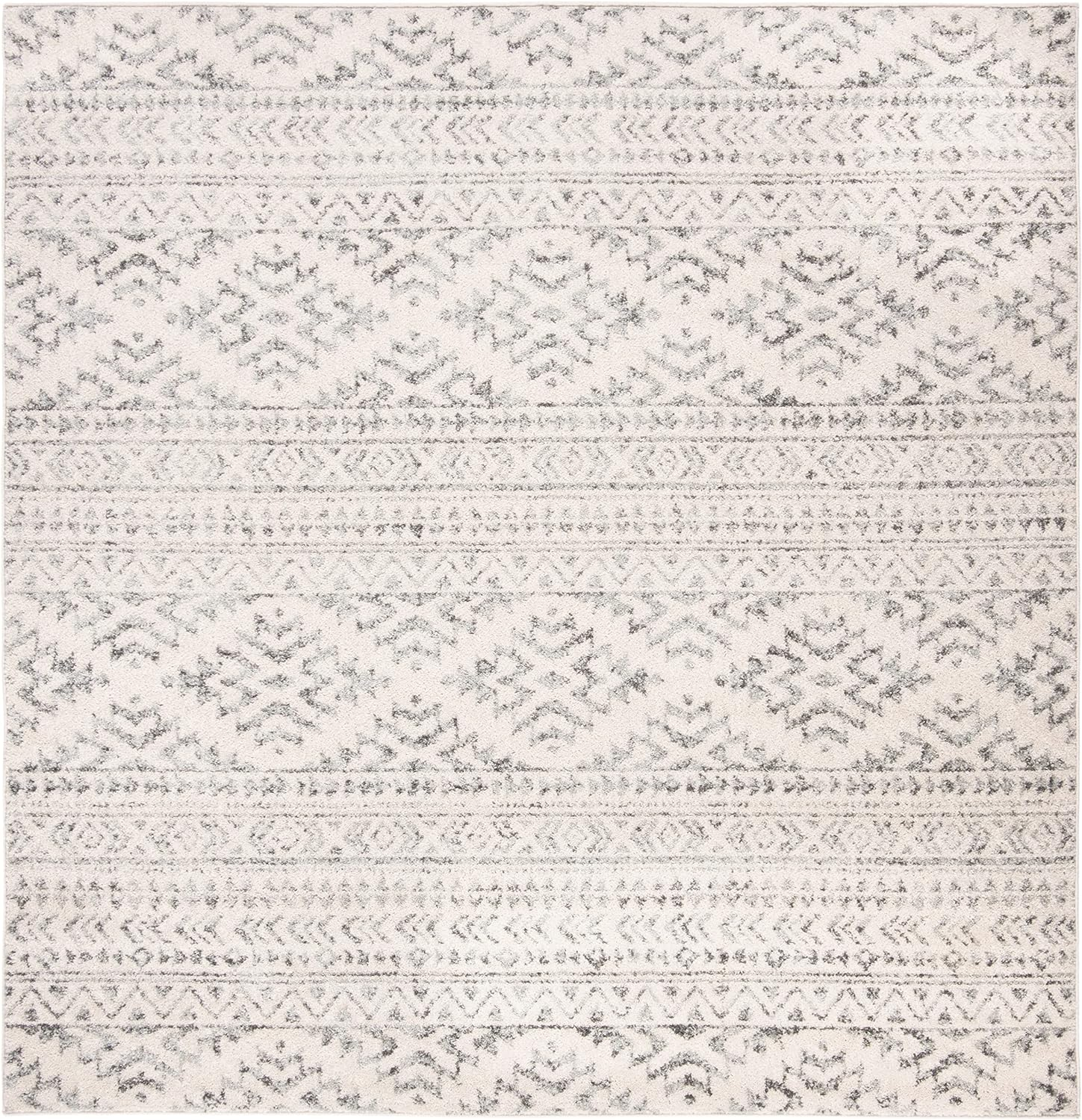SAFAVIEH Tulum Lakisha Distressed Southwestern Area Rug, 11' x 11' Square, Ivory/Grey