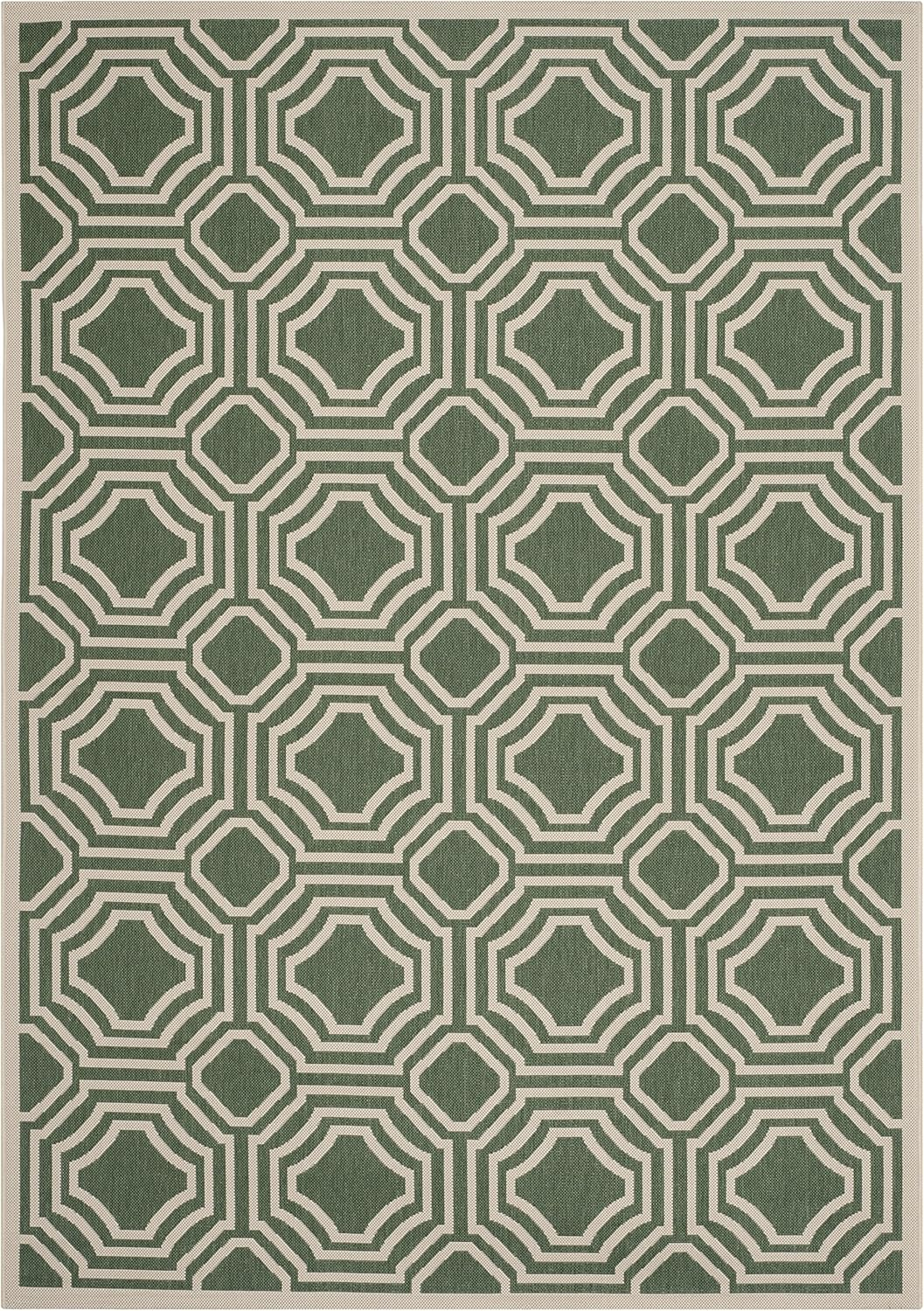 SAFAVIEH Courtyard Collection Area Rug - 6'7" x 9'6", Dark Green & Beige, Non-Shedding & Easy Care, Indoor/Outdoor & Washable-Ideal for Patio, Backyard, Mudroom (CY6112-332)