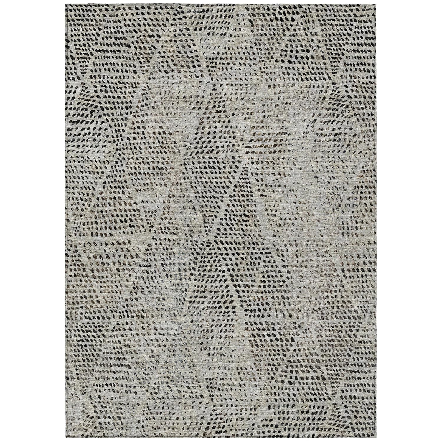 Gray Diamond Pattern Machine Washable Indoor Outdoor Rug