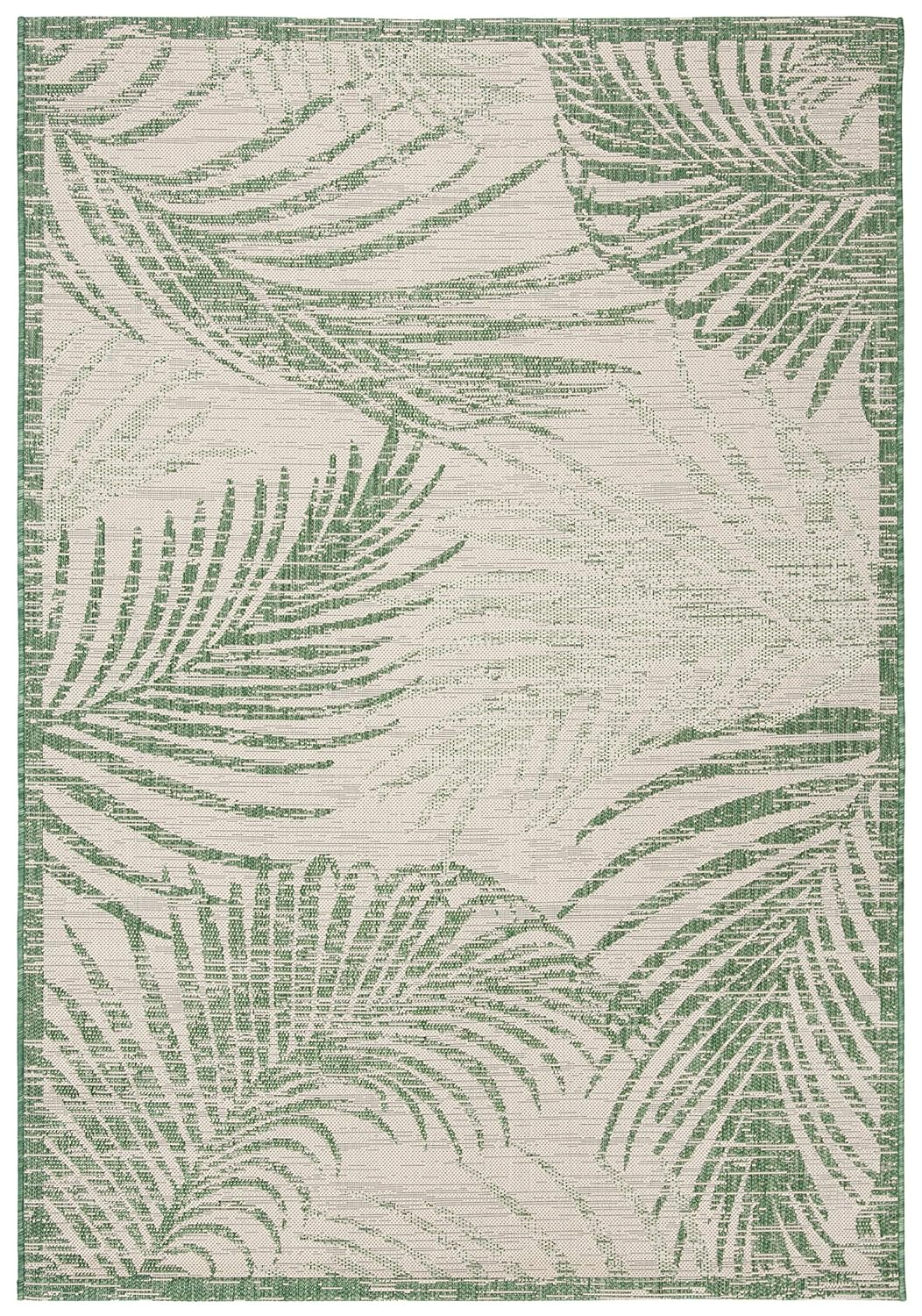 SAFAVIEH Courtyard Padic Botanical Indoor/Outdoor Area Rug, Beige/Green, 10' x 14'
