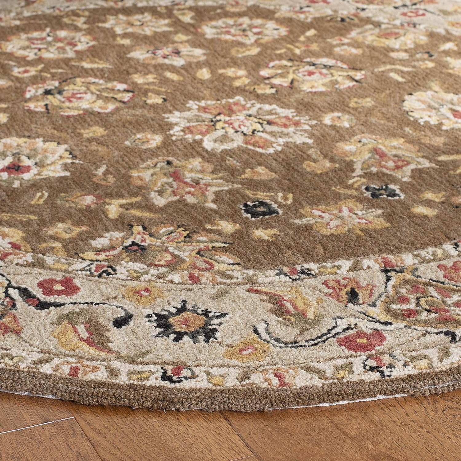 SAFAVIEH Chelsea Collection Area Rug - 4'6" x 6'6" Oval, Brown & Ivory, Hand-Hooked French Country Wool, Ideal for High Traffic Areas in Living Room, Bedroom (HK505B)