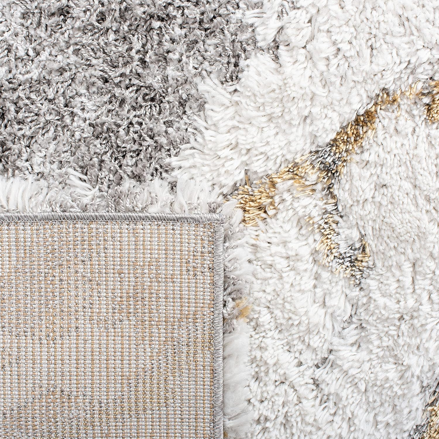 SAFAVIEH Horizon Konstantinos Abstract Shag Area Rug, Grey/Gold, 11' x 11' Square