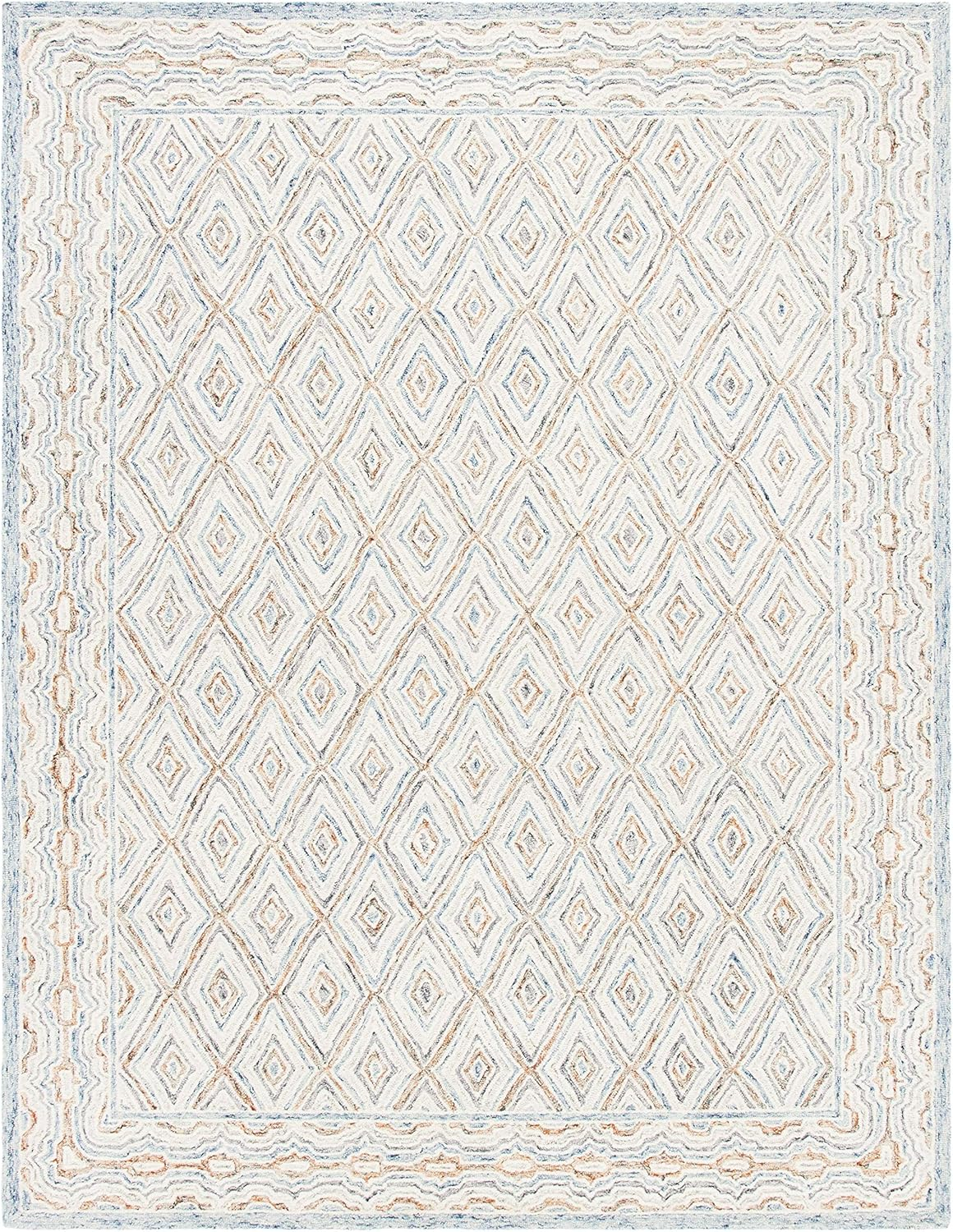 Hand-Tufted Artisan Blue Wool 9' x 12' Rectangular Area Rug