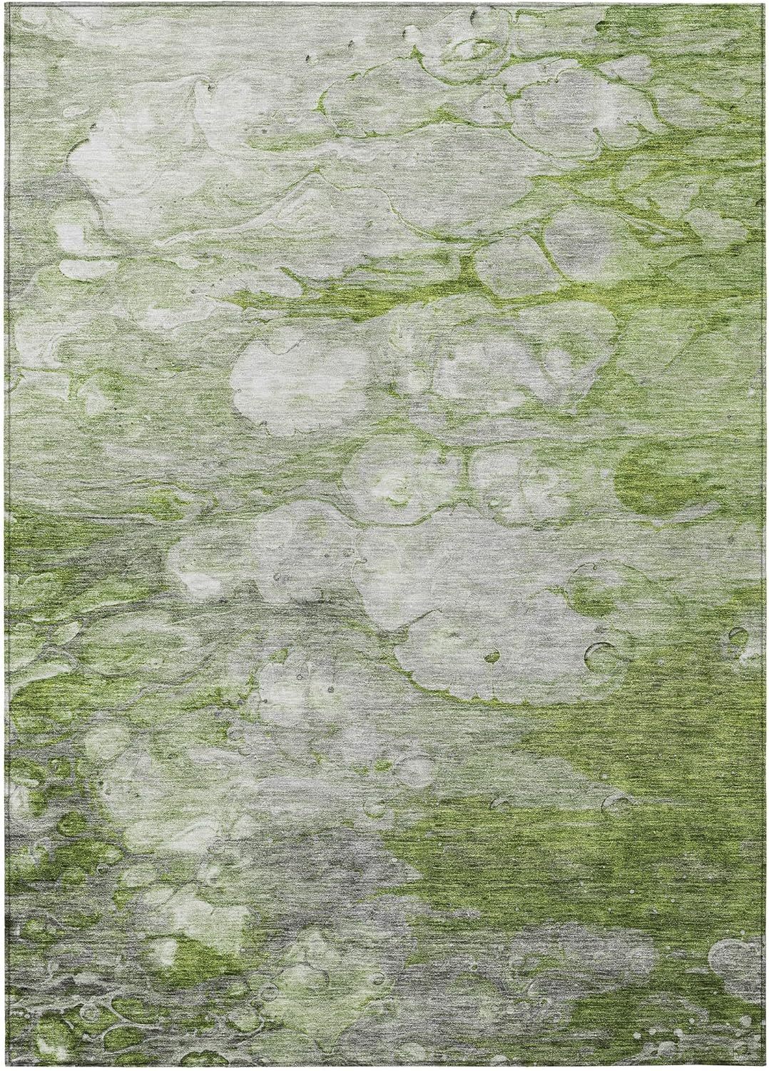 Olive and Gray Abstract Washable Synthetic 9' x 12' Rug