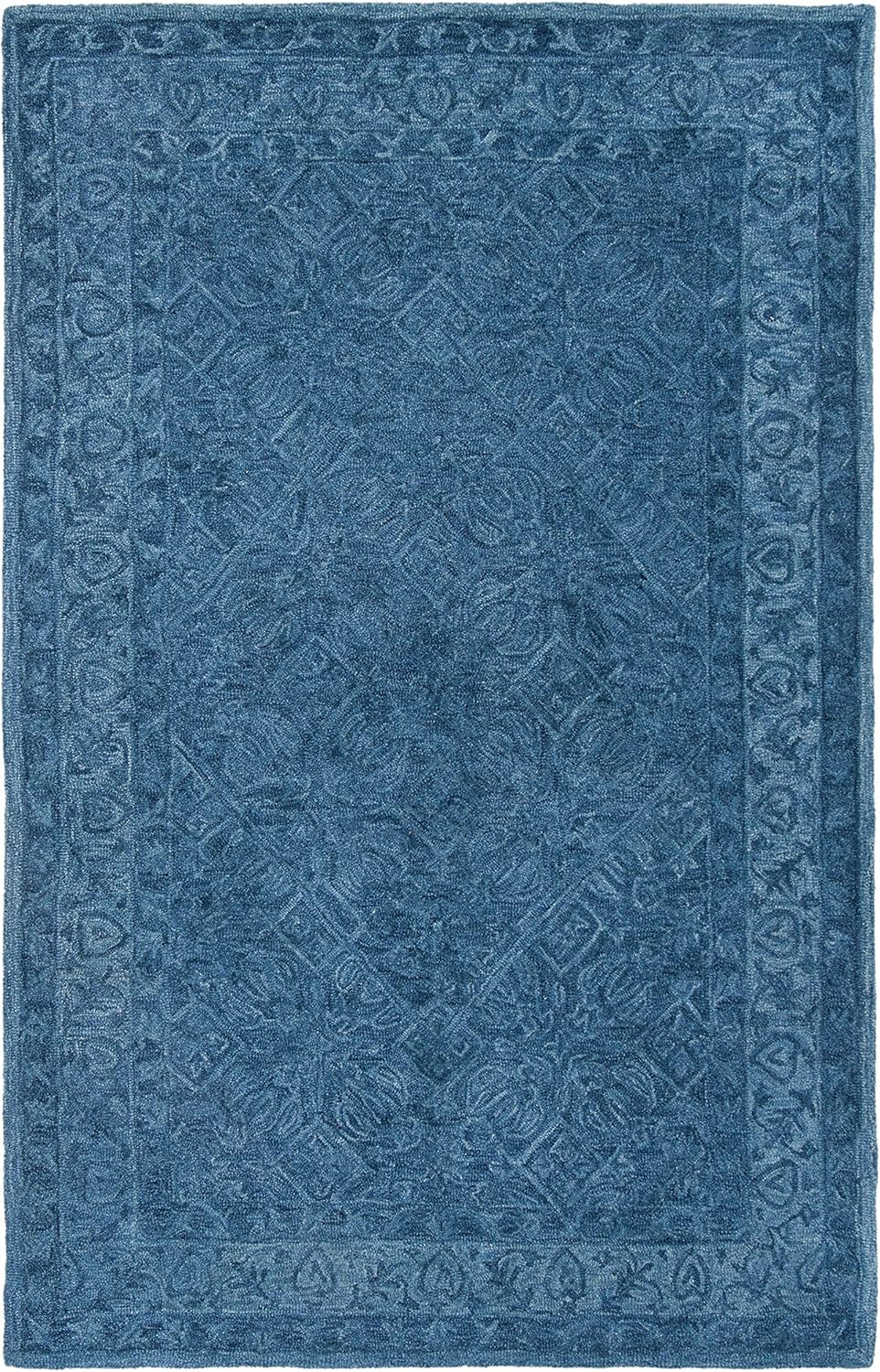 SAFAVIEH Dip Dye Felicia Floral Bordered Area Rug, Navy Blue, 5' x 8'