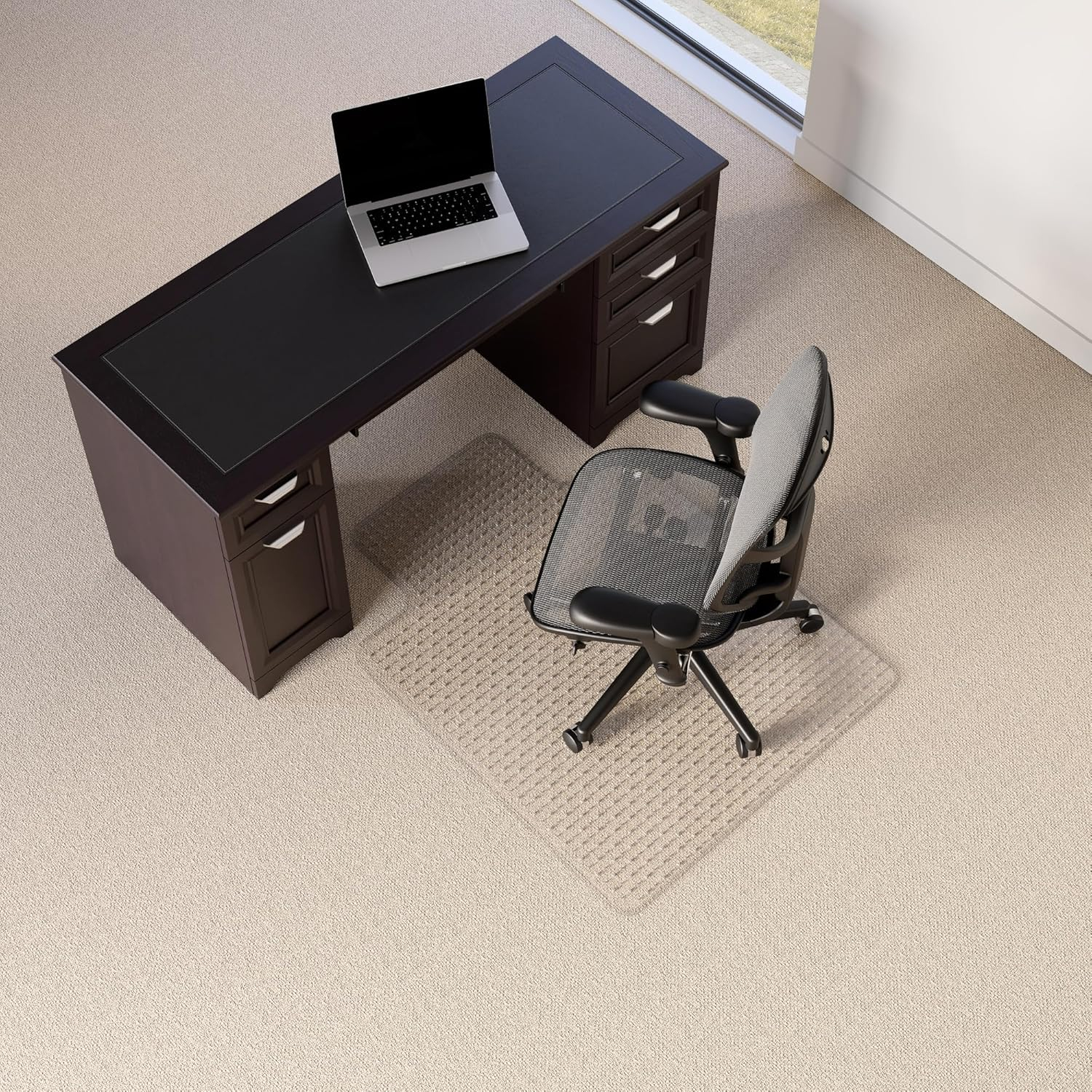 Realspace™ Heavy Duty Chair Mat for Carpet with Lip, Ramped Edge, 36" x 48", Clear