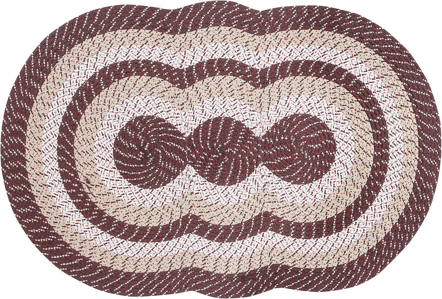 Better Trends Country Braid Reversible Indoor Area Utility Rug 100% Polypropylene, 40" x 60" Tri-Circle, Brown Stripe