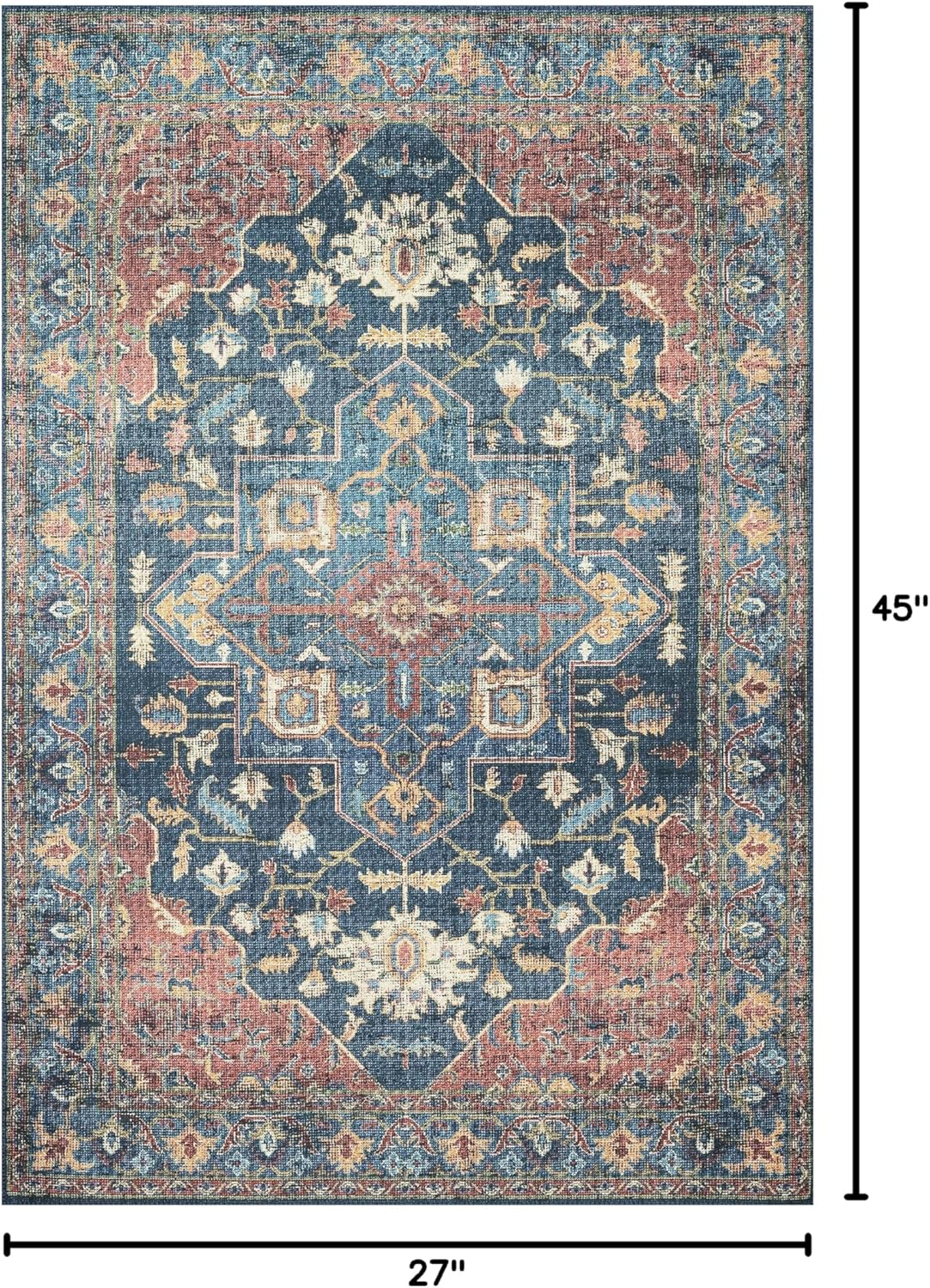 Skye Denim and Brick Synthetic Rectangular Rug