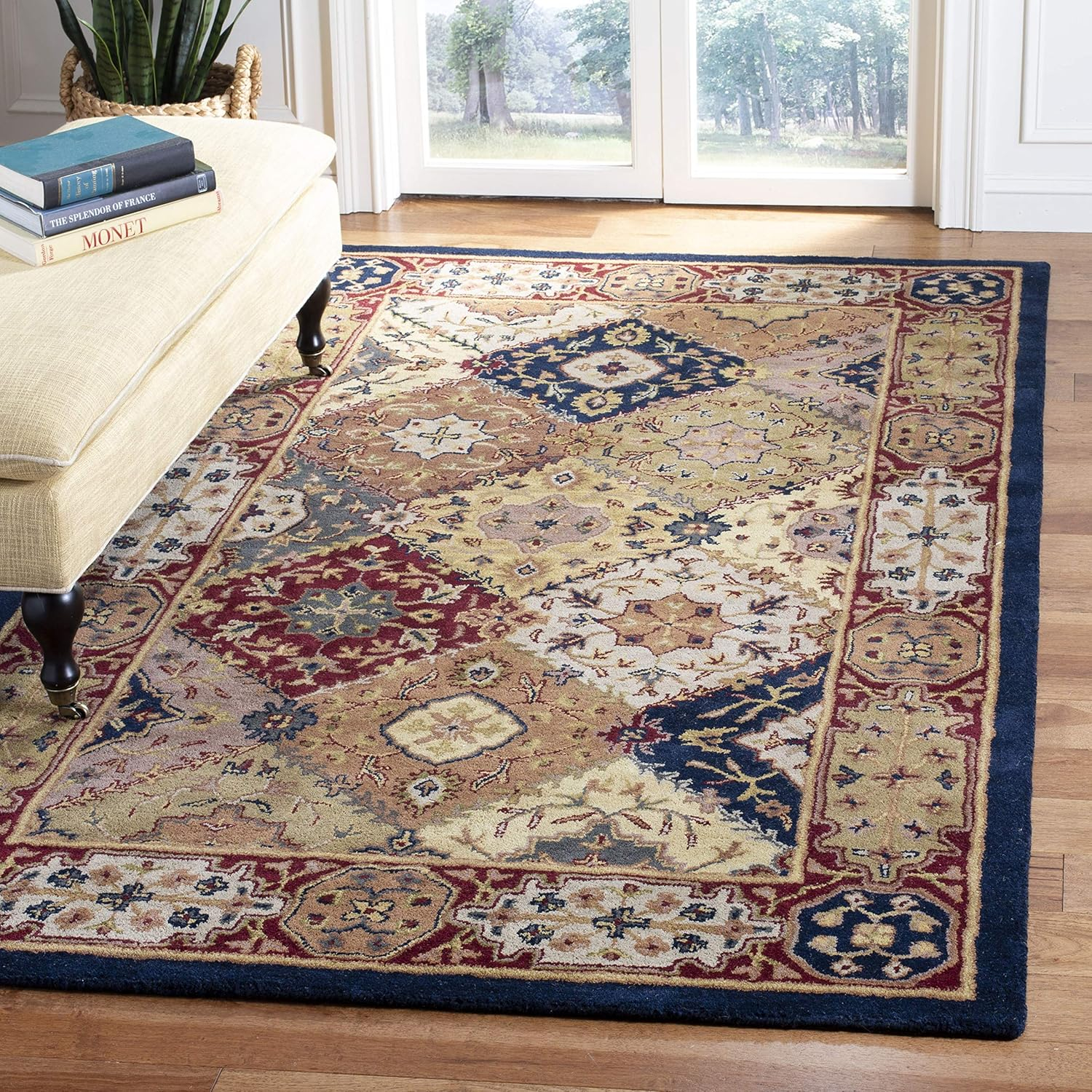 Heritage Multi/Red 4 ft. x 6 ft. Floral Border Area Rug