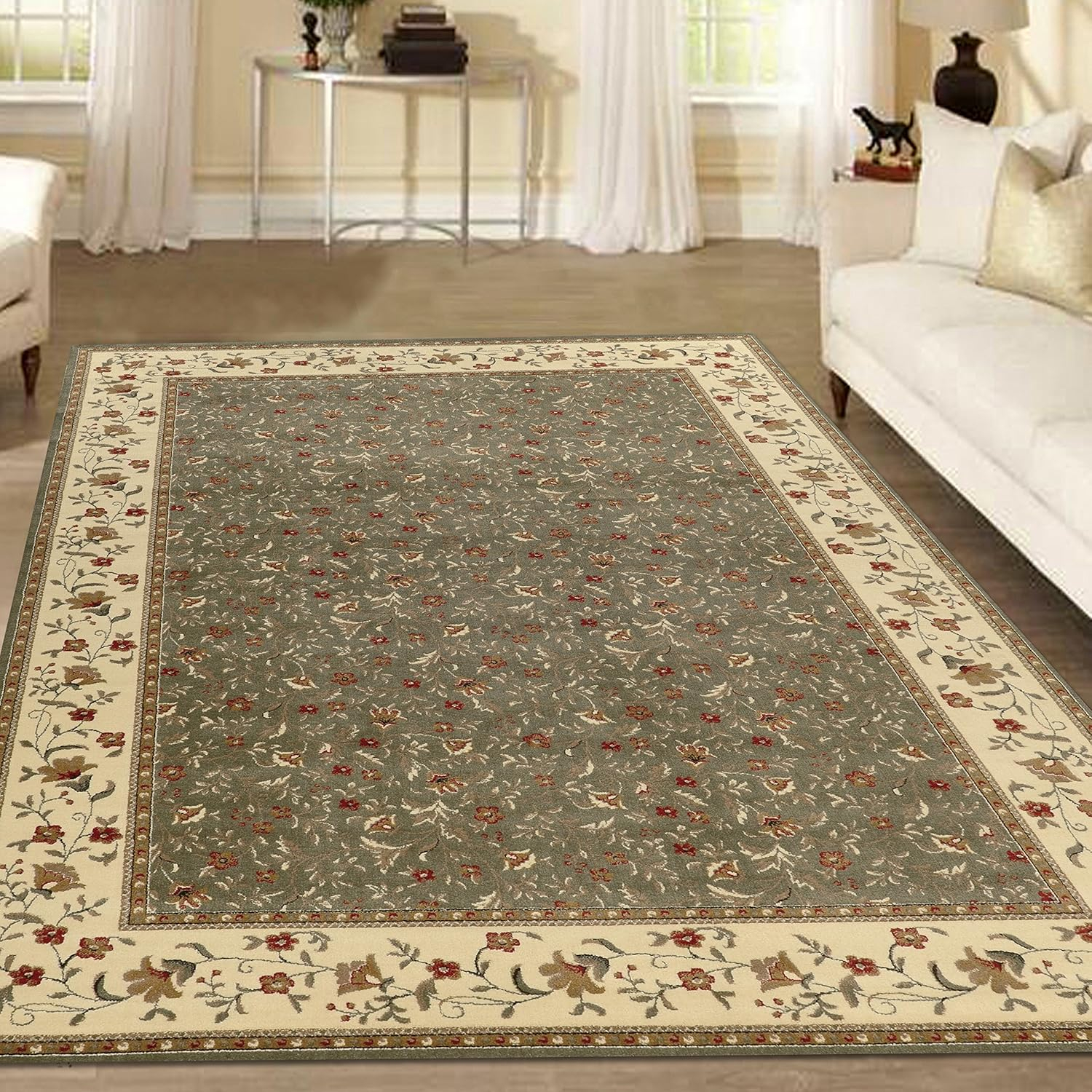 Radici Usa Como Area Rug 1593 Sage Italian Bordered 7' 9" x 11' Rectangle