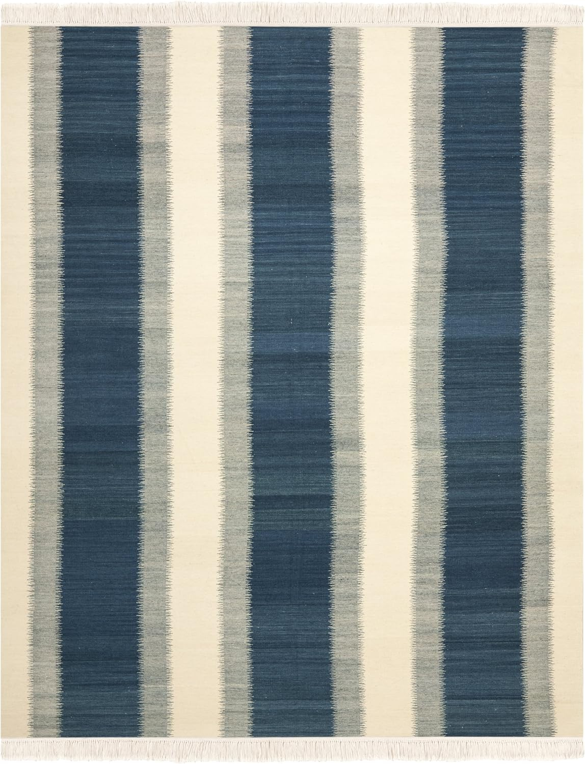 SAFAVIEH Kilim Colten Solid Striped Wool Area Rug, Blue/Ivory, 3' x 5'