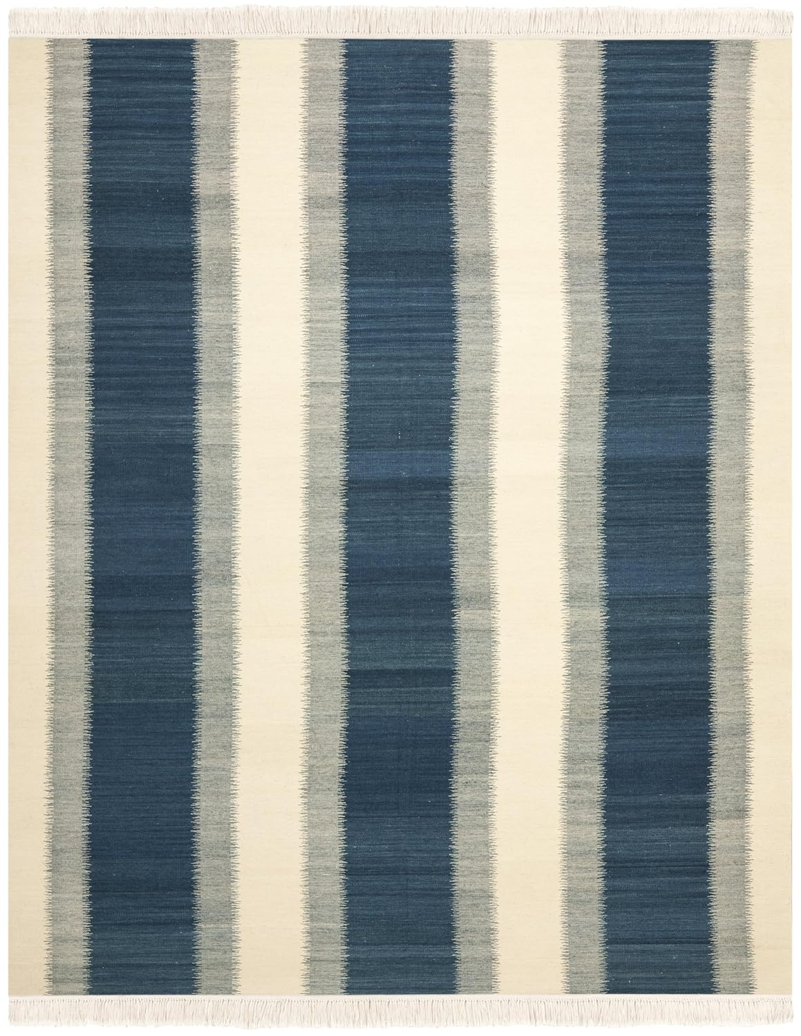 SAFAVIEH Kilim Colten Solid Striped Wool Area Rug, Blue/Ivory, 3' x 5'