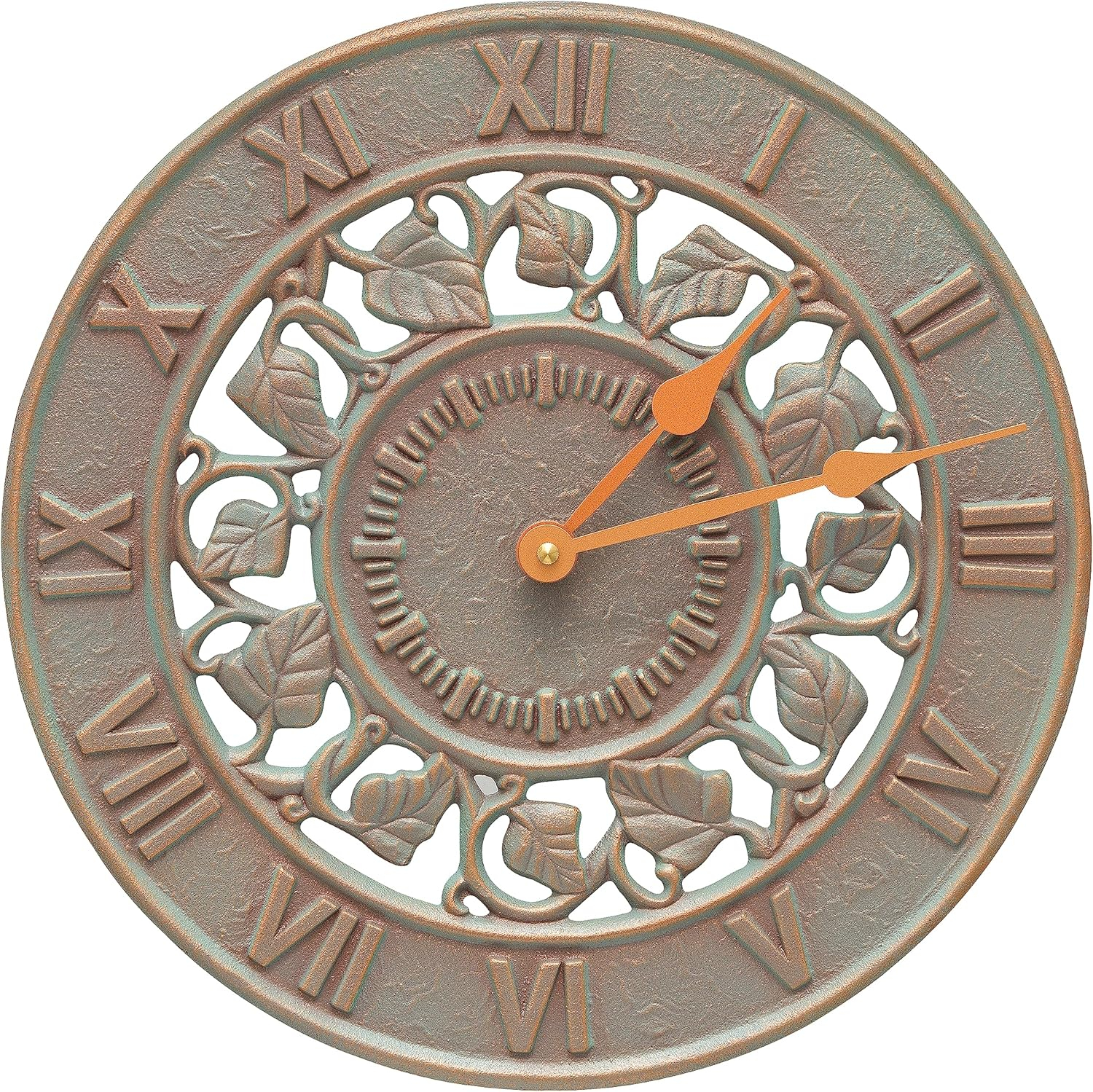 Ivy 12" Copper Verdigris Aluminum Indoor Outdoor Wall Clock