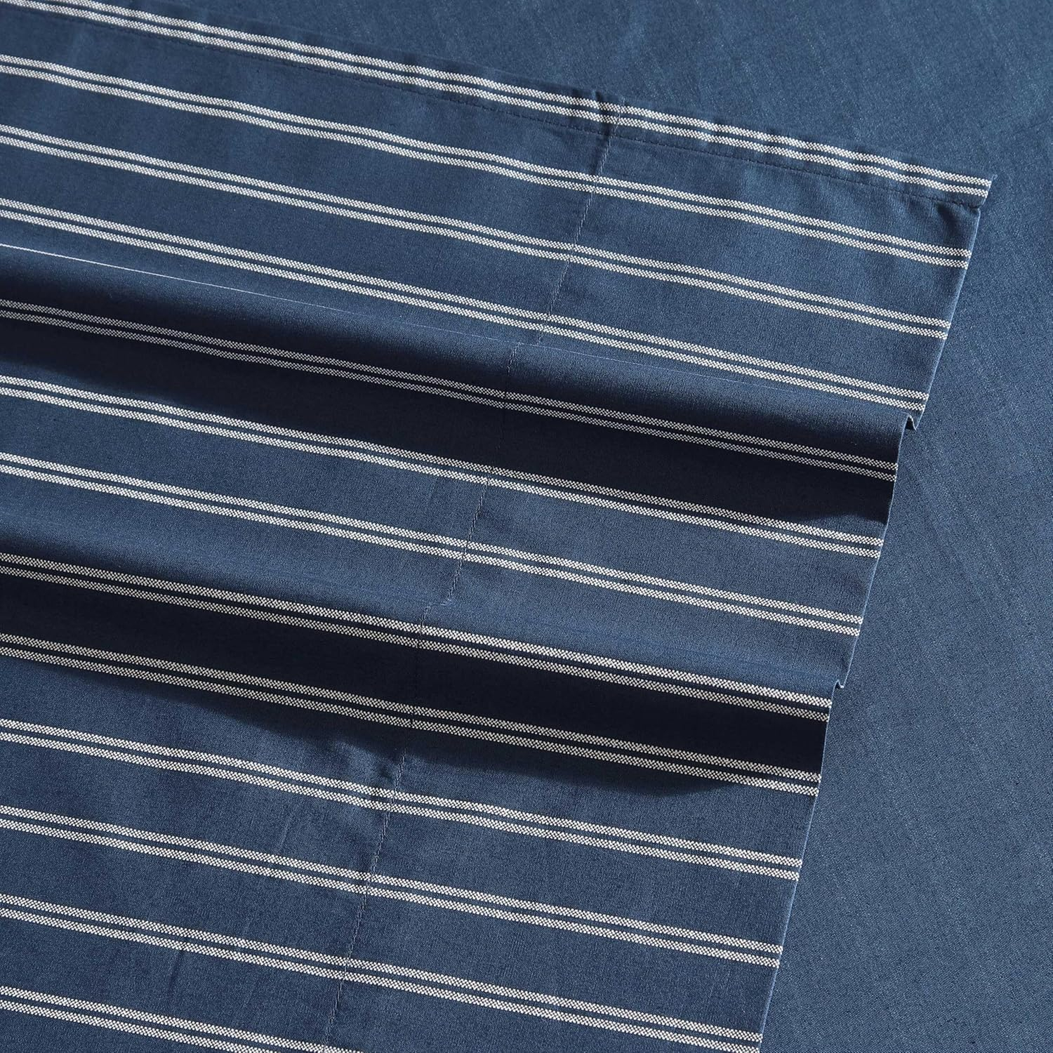 Nautica - Full Sheets, Premium Cotton Percale Bedding Set, Striped Bedding Set, Oeko-Tex Certified (Richmond Stripe Blue, Full)