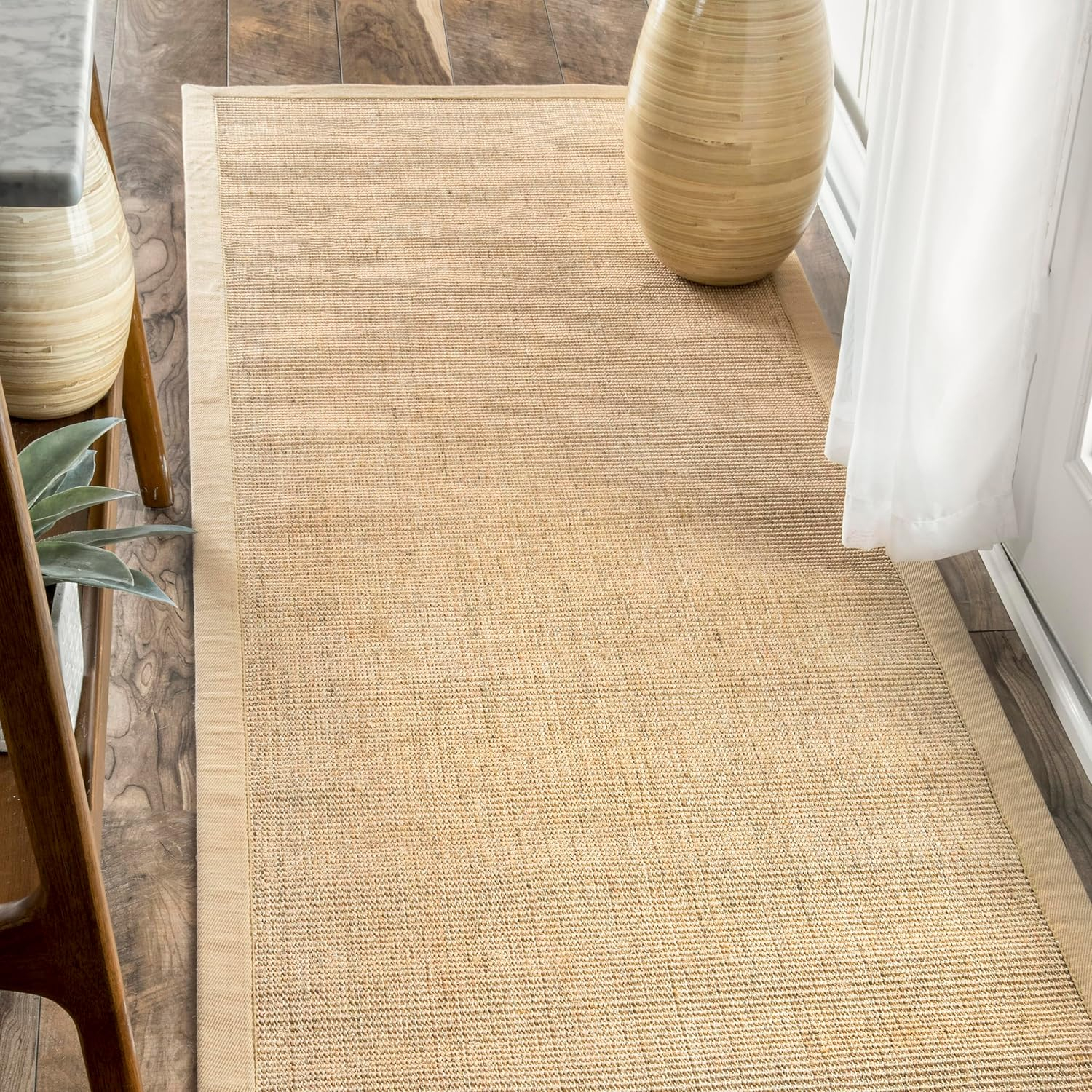 Beige Flat Woven Handmade Sisal Border Rug 2' 6" x 8'