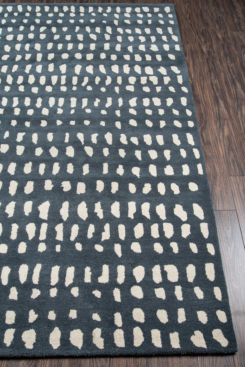 Skyline Decor Novogratz by  Delmar Boho Dots Hand-tufted Wool Area Rug Blue 9' x 12' 9' x 12' Indoor, Handmade Ivory Rectangle