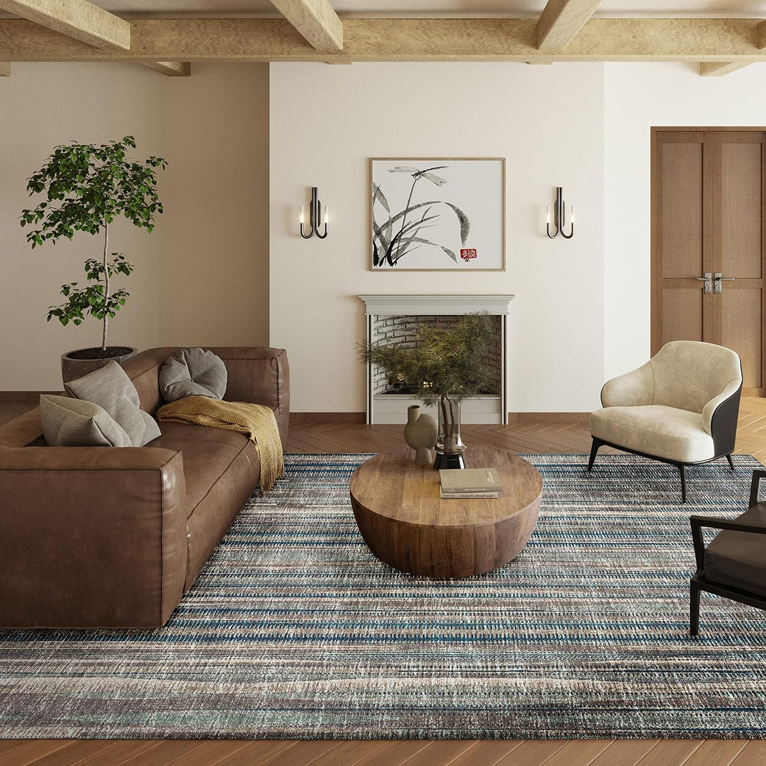 Addison Rugs Indoor/Outdoor Waverly Modern Stripes Washable Rug 3' x 5' - Earth