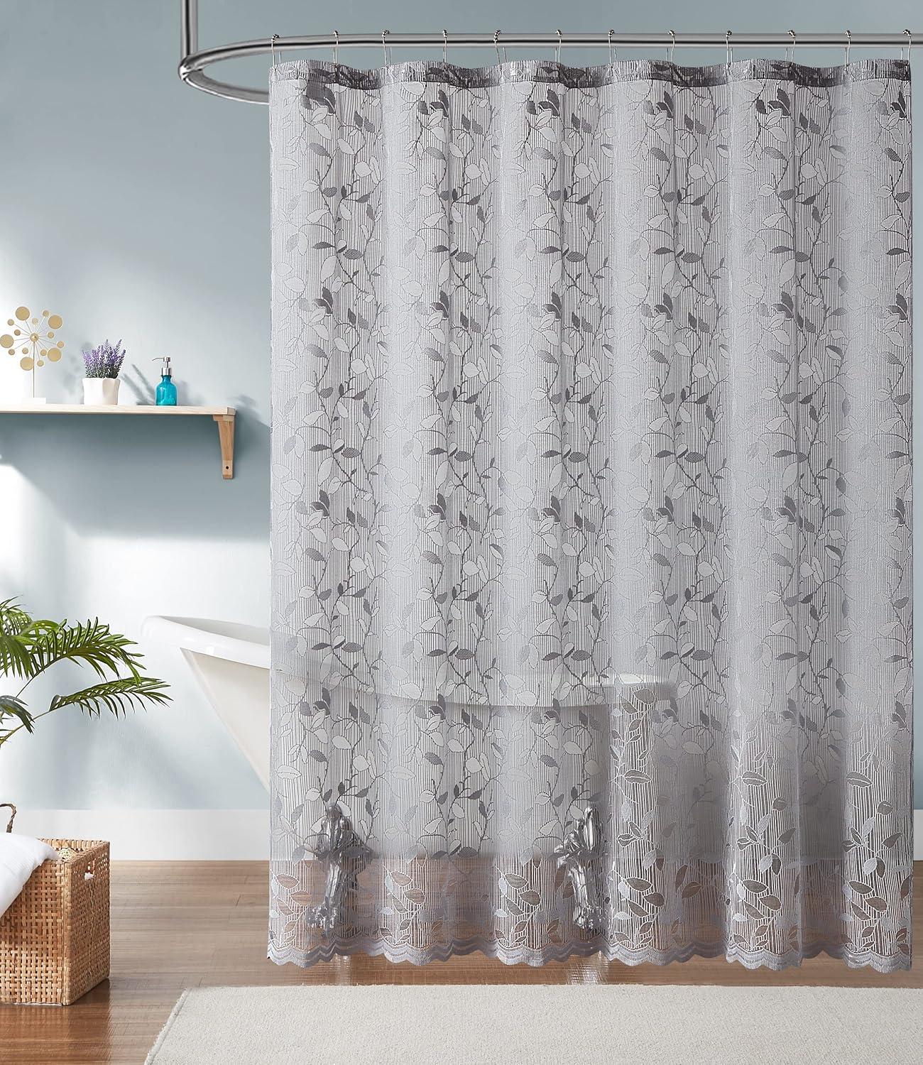 Warm Home Designs 72" W x 72" L Grey Lace Shower Curtain