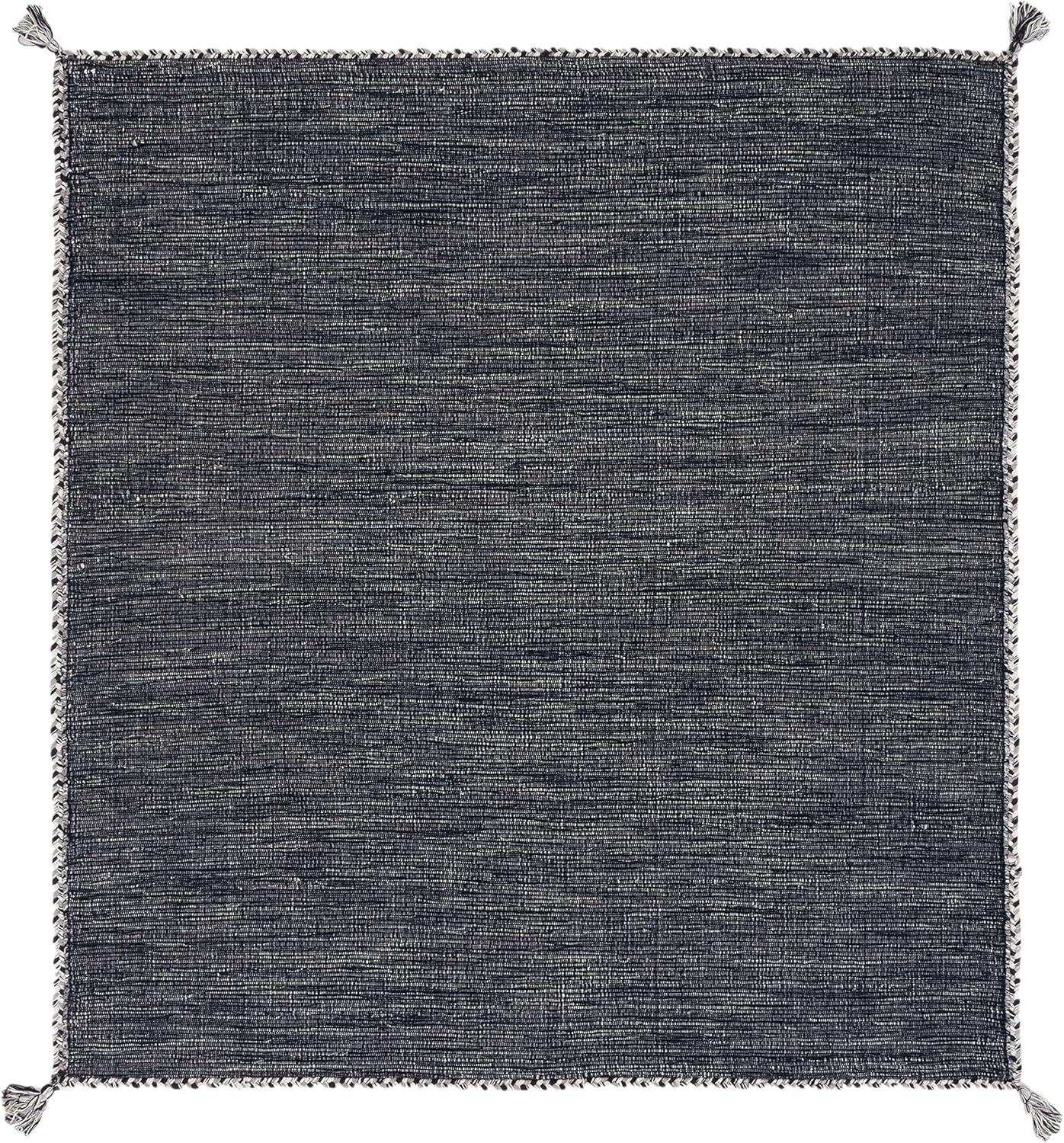 SAFAVIEH Montauk Bijar Solid Cotton Area Rug, Grey/Black, 5' x 5' Square