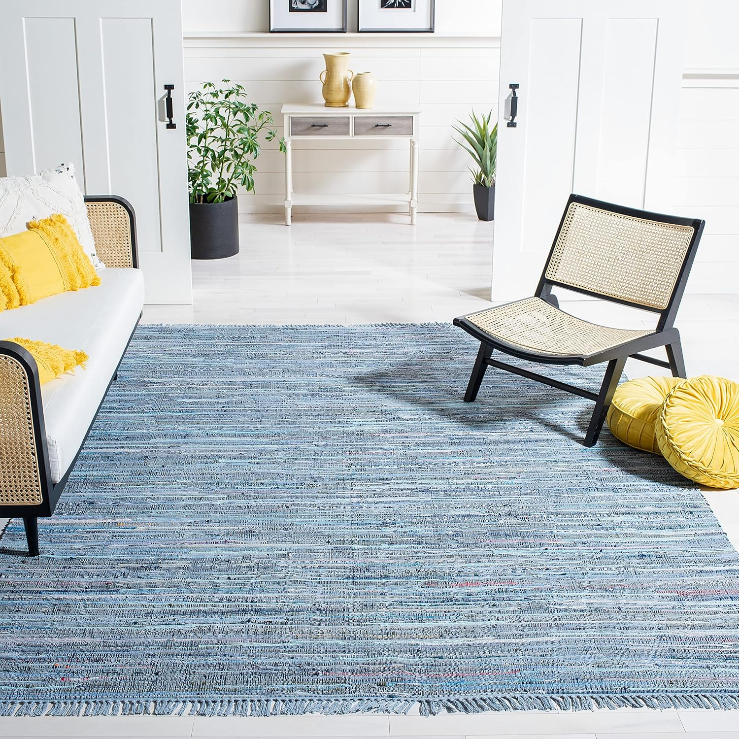 SAFAVIEH Rag Candis Striped Cotton Area Rug, Blue/Multi, 10' x 14'