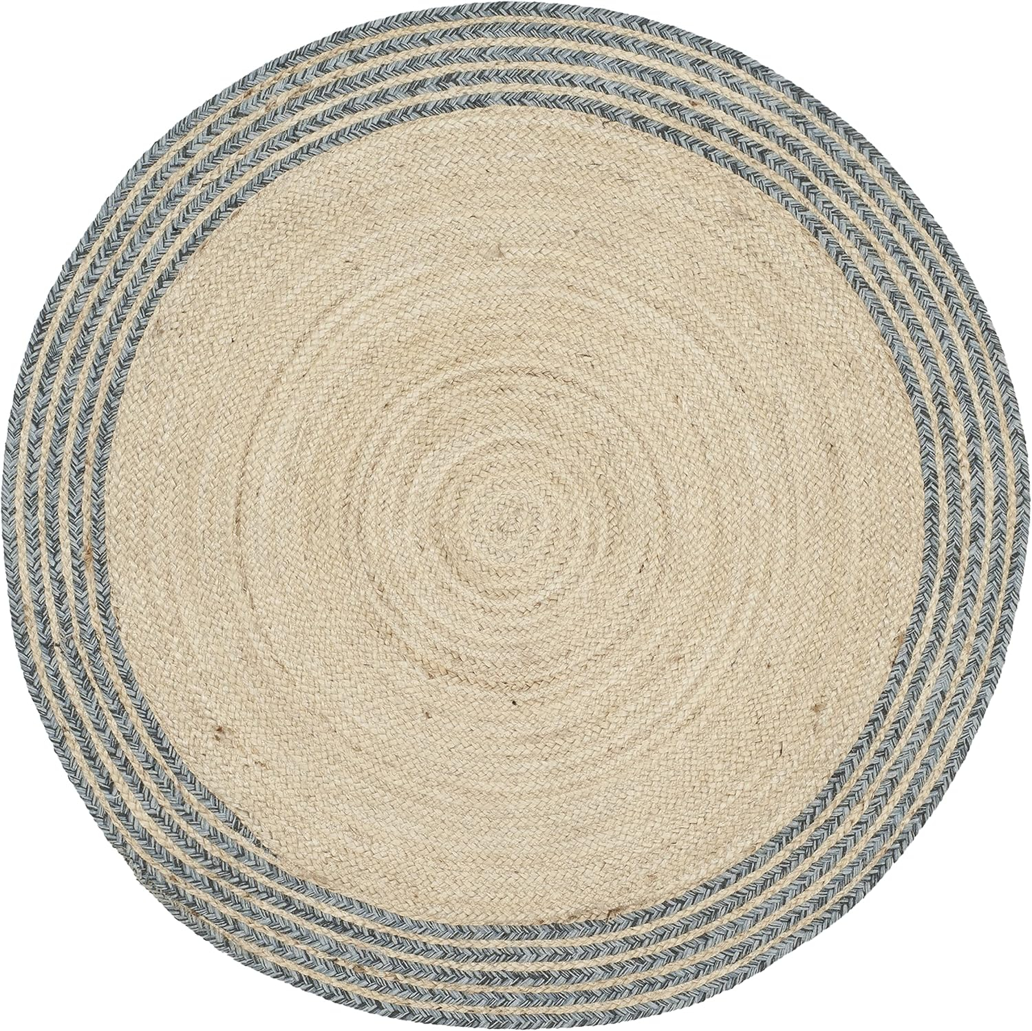 SAFAVIEH Cape Cod Charmaine Geometric Area Rug, Ivory/Blue, 10' x 10' Round